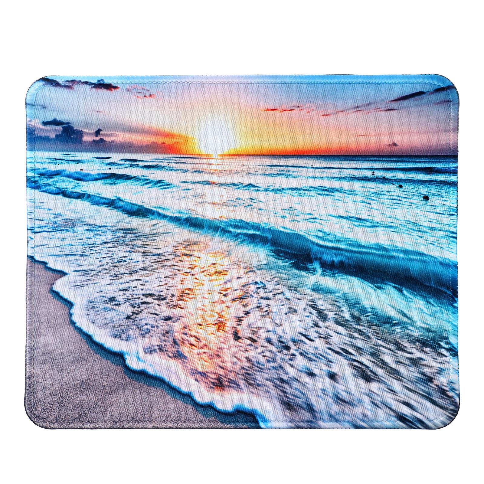 YUXIANLB Strand Sonnenuntergang Mauspad, Süßes Mauspad, individuelles Design für Computer und Laptop, rutschfeste Gummibasis, Büro- und Desktop-Zubehör (24x20 cm)