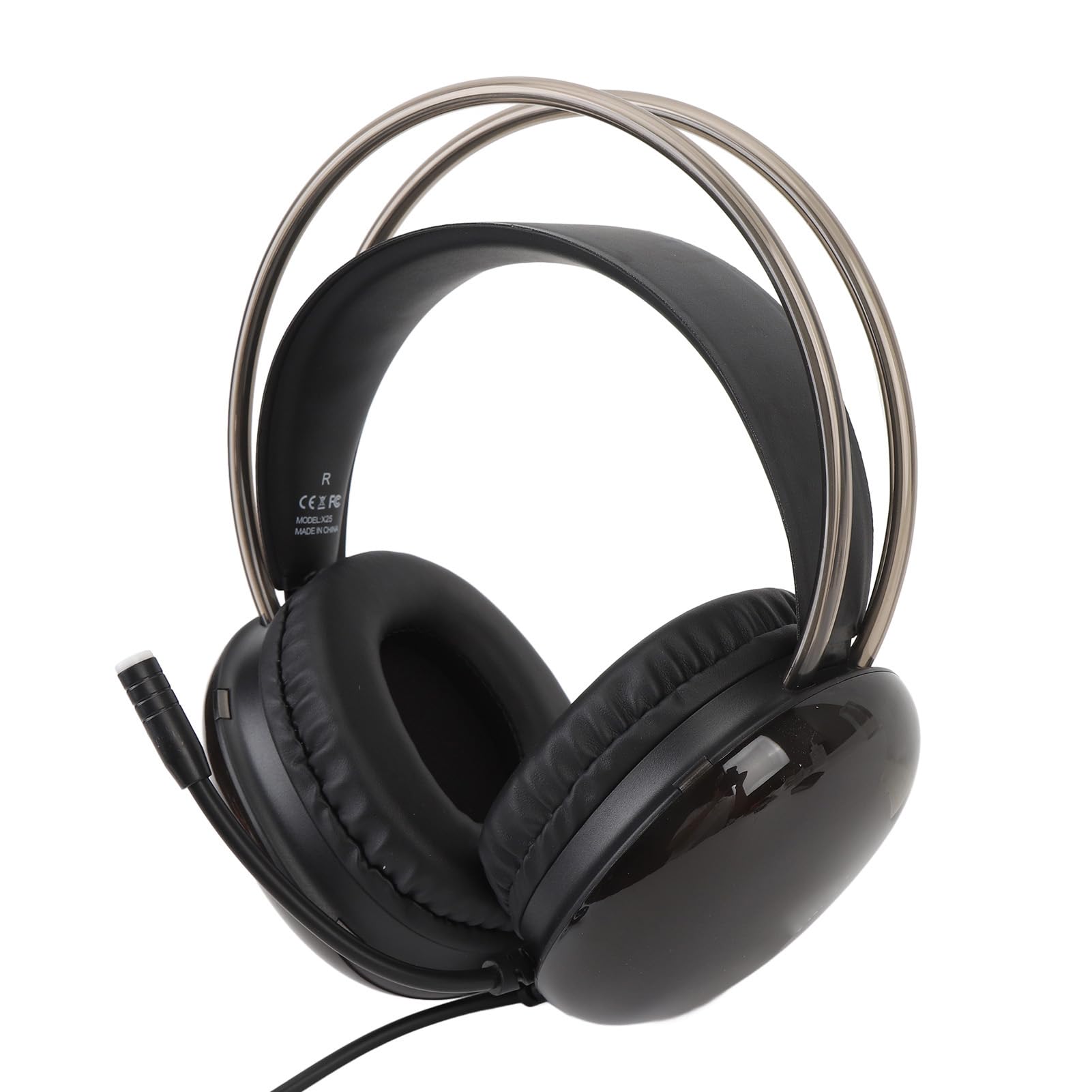 Gaming-Headset, RGB-Beleuchtung, kabelgebunden, Verstellbarer Kopfbügel, Over-Ear-Kopfhörer mit Mikrofon für PC, PS4, Laptop, Schwarz