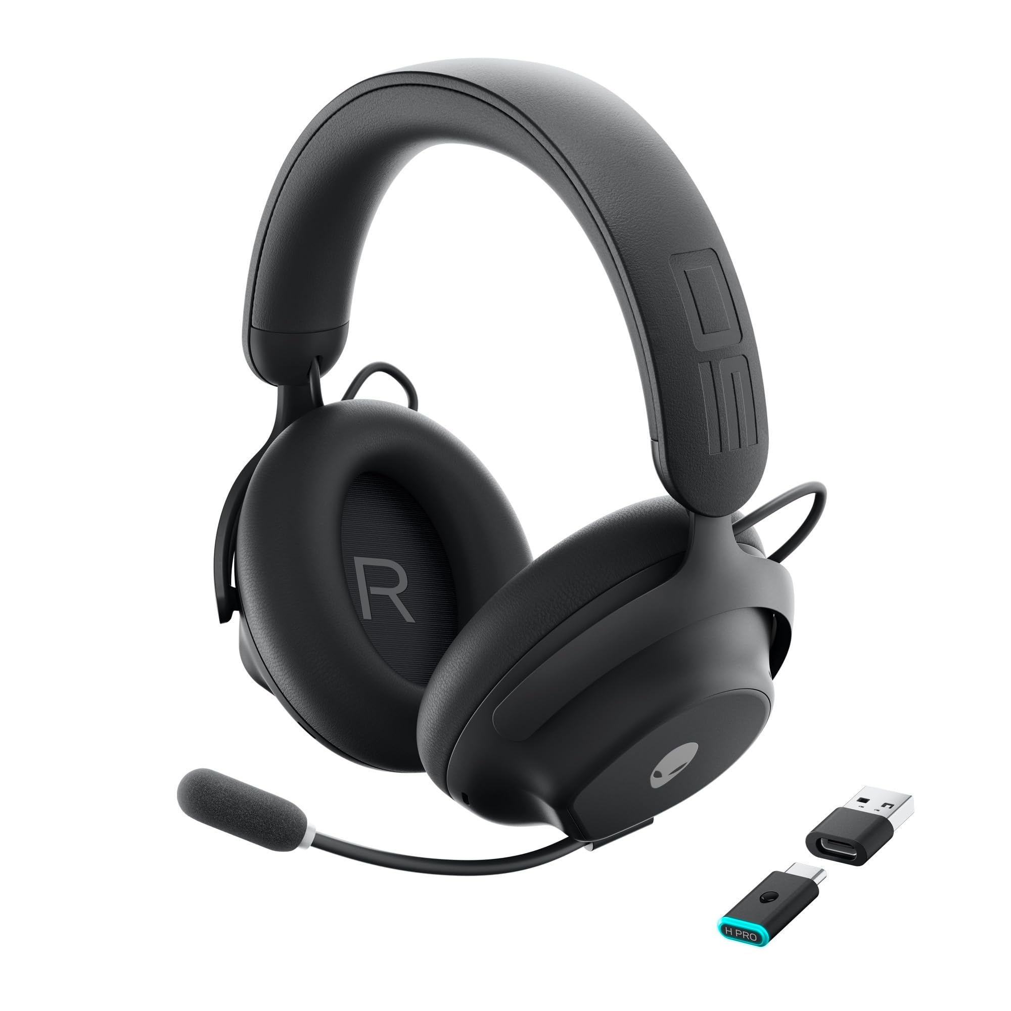 Alienware Pro Wireless Gaming-Headset - 50 mm Graphen-Treiber, KI-Geräuschunterdrückung, Hybrid ANC, Bis zu 75 Stunden Akkulaufzeit, Dark Side of the Moon