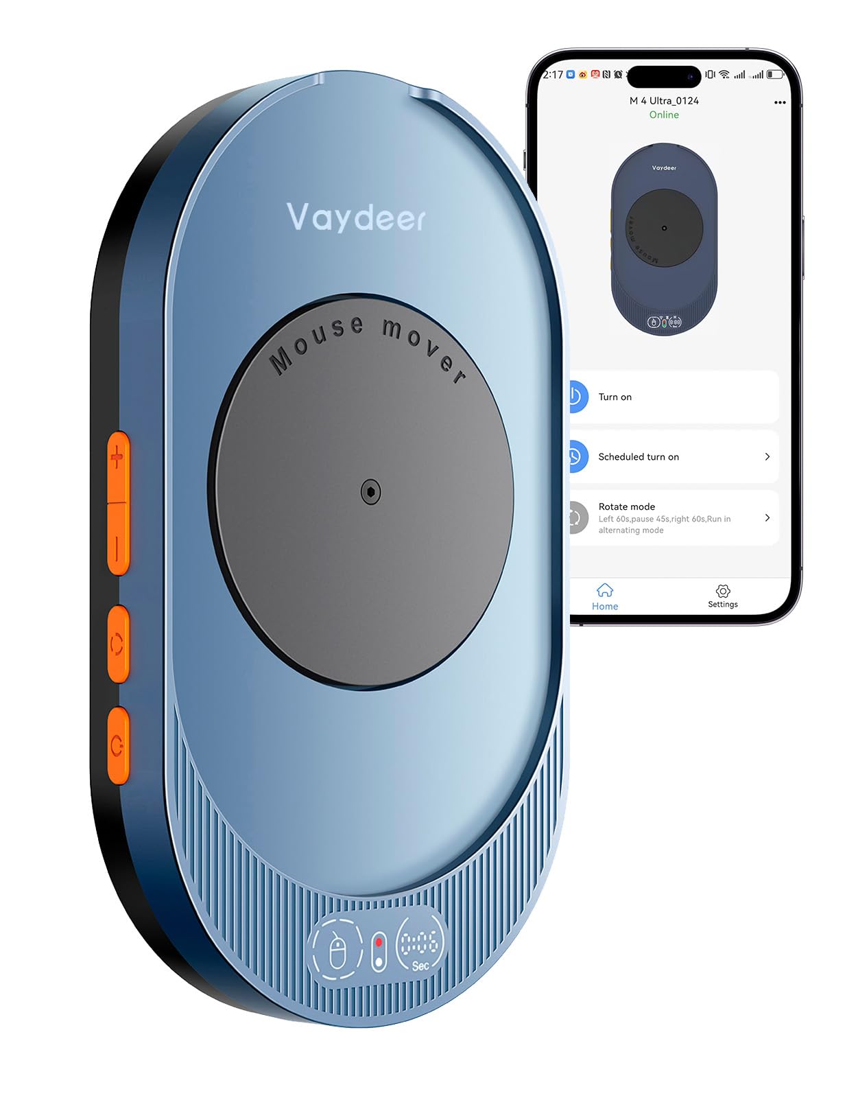 Vaydeer M4 Ultra Mausbeweger mit App-Steuerung – Leiser Mouse Jiggler mit Timer & LED-Display – Plug & Play, Treiberfrei, für Homeoffice, Remote Work, Gaming & Präsentationen