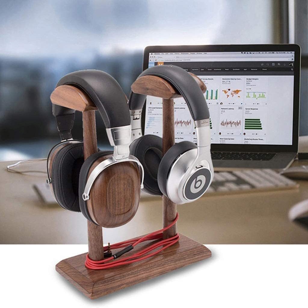 Headset-Ständer, Kopfhörerständer, Holz, Dual-Kopfhörerständer, Kopfhörerhalter, Headset-Halter, Gaming-Headset-Halter, universeller Schreibtisch-Kopfhörer-Aufbewahrungstisch, Display-Rack