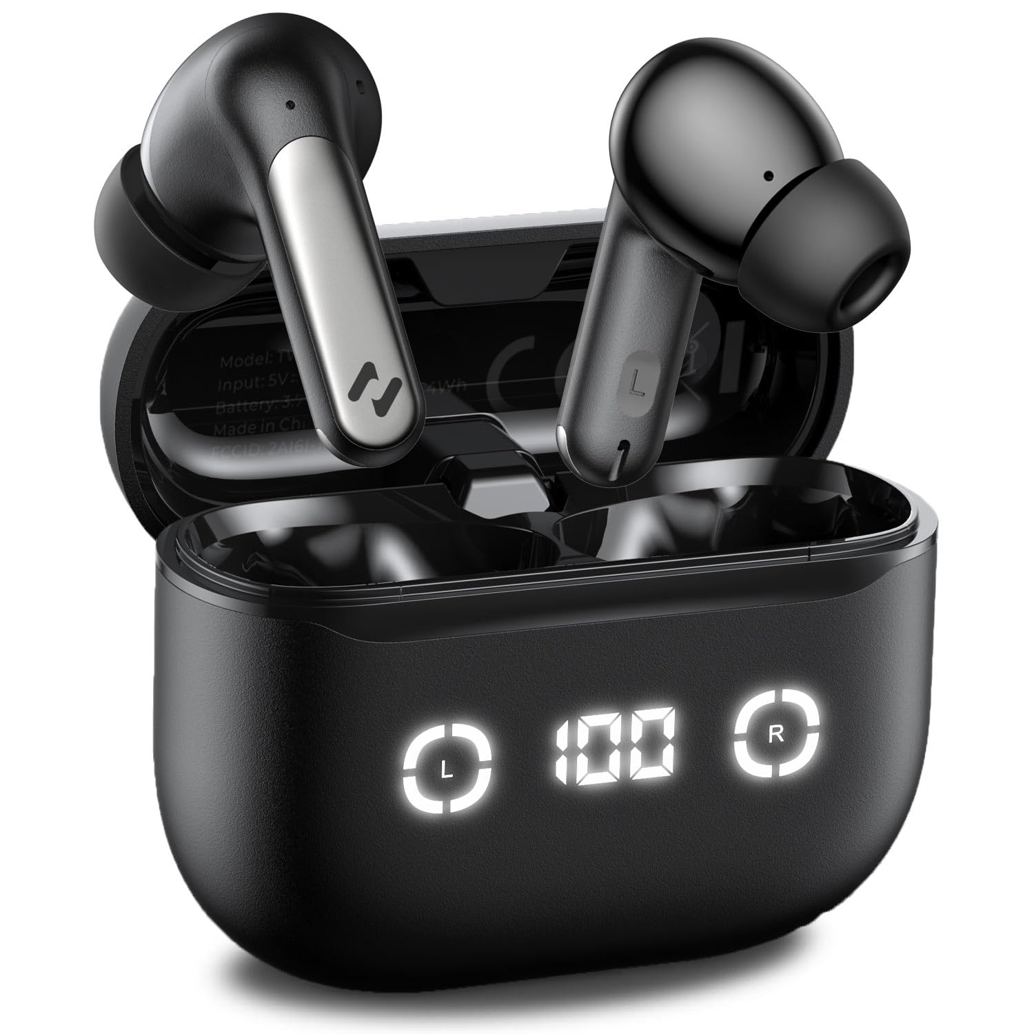 havit Active Noise Cancelling Wireless Earbuds, Bluetooth 13.7 cm Ear Headphones, 3D Bass Stereo Wireless Earphones with 4 ENC Noise Cancelling Mic, 40H Bluetooth Earbuds with LED Display