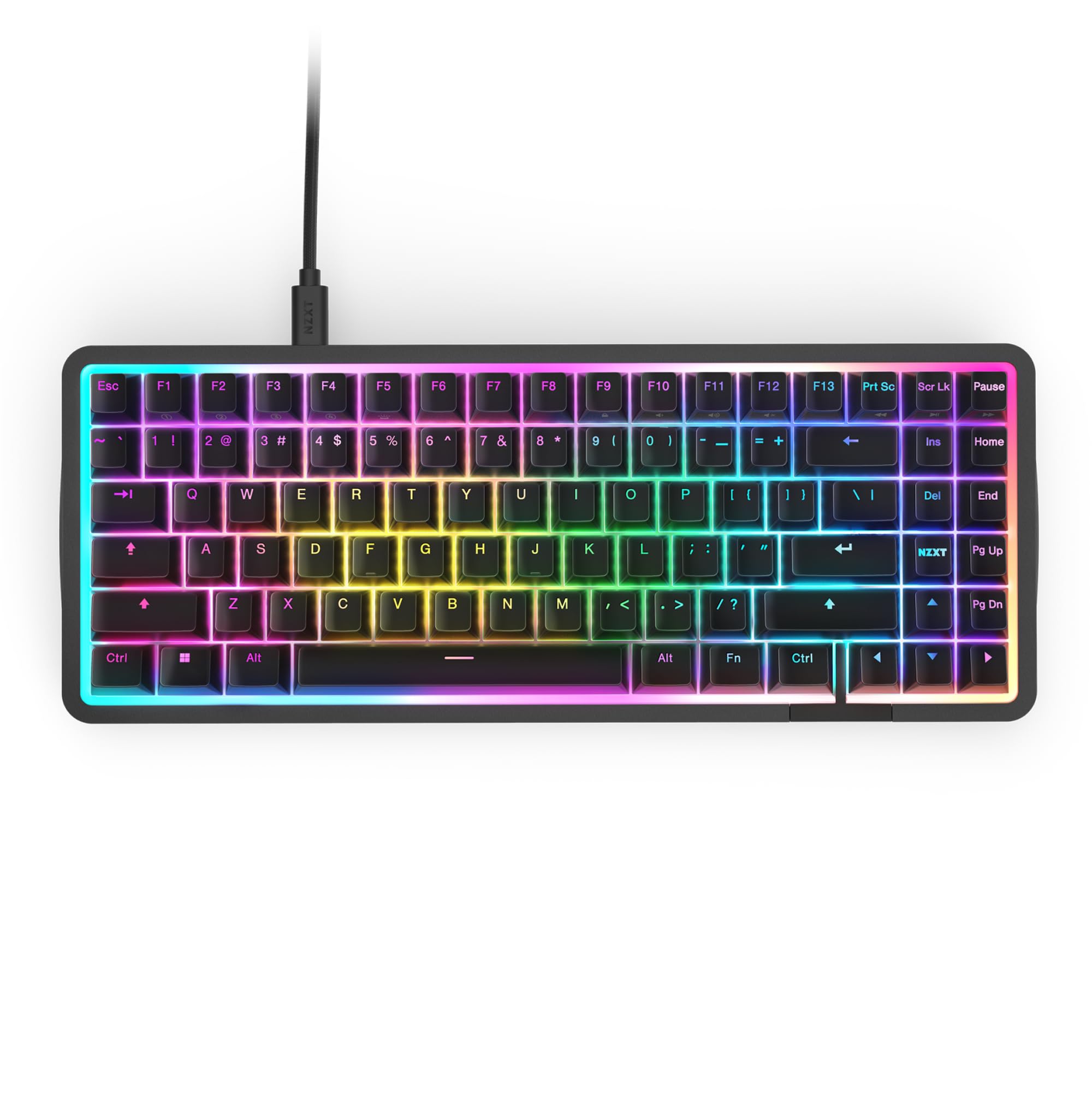 Magnetische RGB-Gaming-Tastatur NZXT Function Elite MiniTKL – anpassbare Betätigung, Doppelschienen-Halleffekt-Schalter, Rapid Trigger, 8K-Abfrage – verbessertes Tippgeräusch und -gefühl – Schwarz