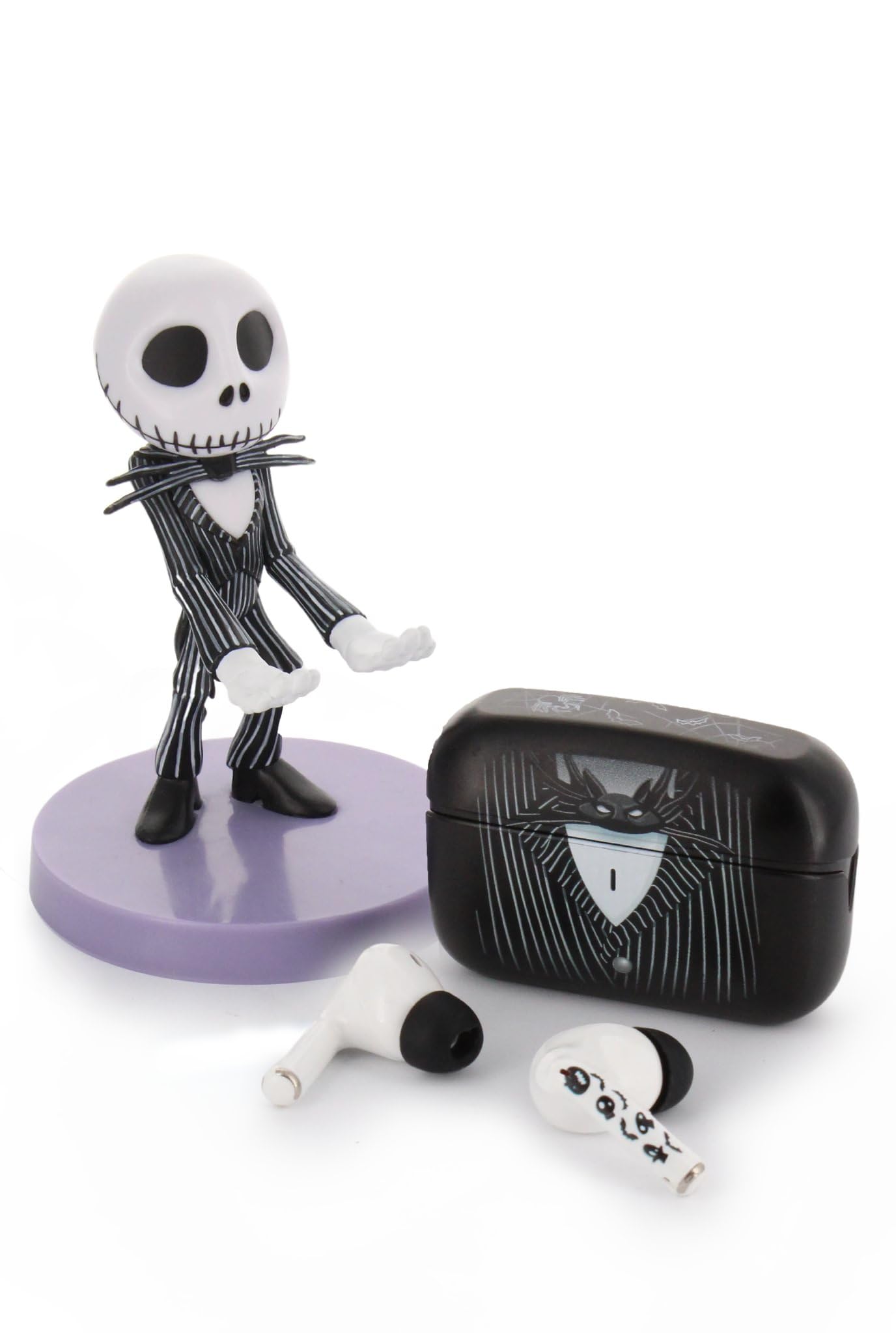 Buds Pro The Nightmare Before Christmas Jack Skellington Kabellose Bluetooth Ohrhörer und Handyhalterung - In Ear Kopfhörer mit Mikrofon, über 28 Stunden Wiedergabezeit, Aktive Geräuschunterdrückung