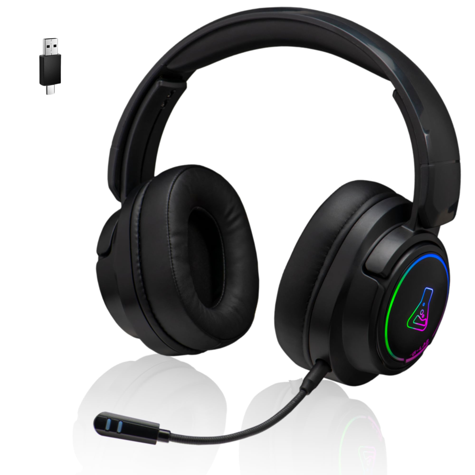 The G-Lab - Korp Iridium - Kabelloses Gaming Headset 2,4 GHz & Bluetooth, Hochwertiger Sound, Abnehmbares Mikrofon, 45H, RGB, Kunstleder-Ohrpolster - Gaming Headset PS5, PS4, PC, Switch, Android, iOS