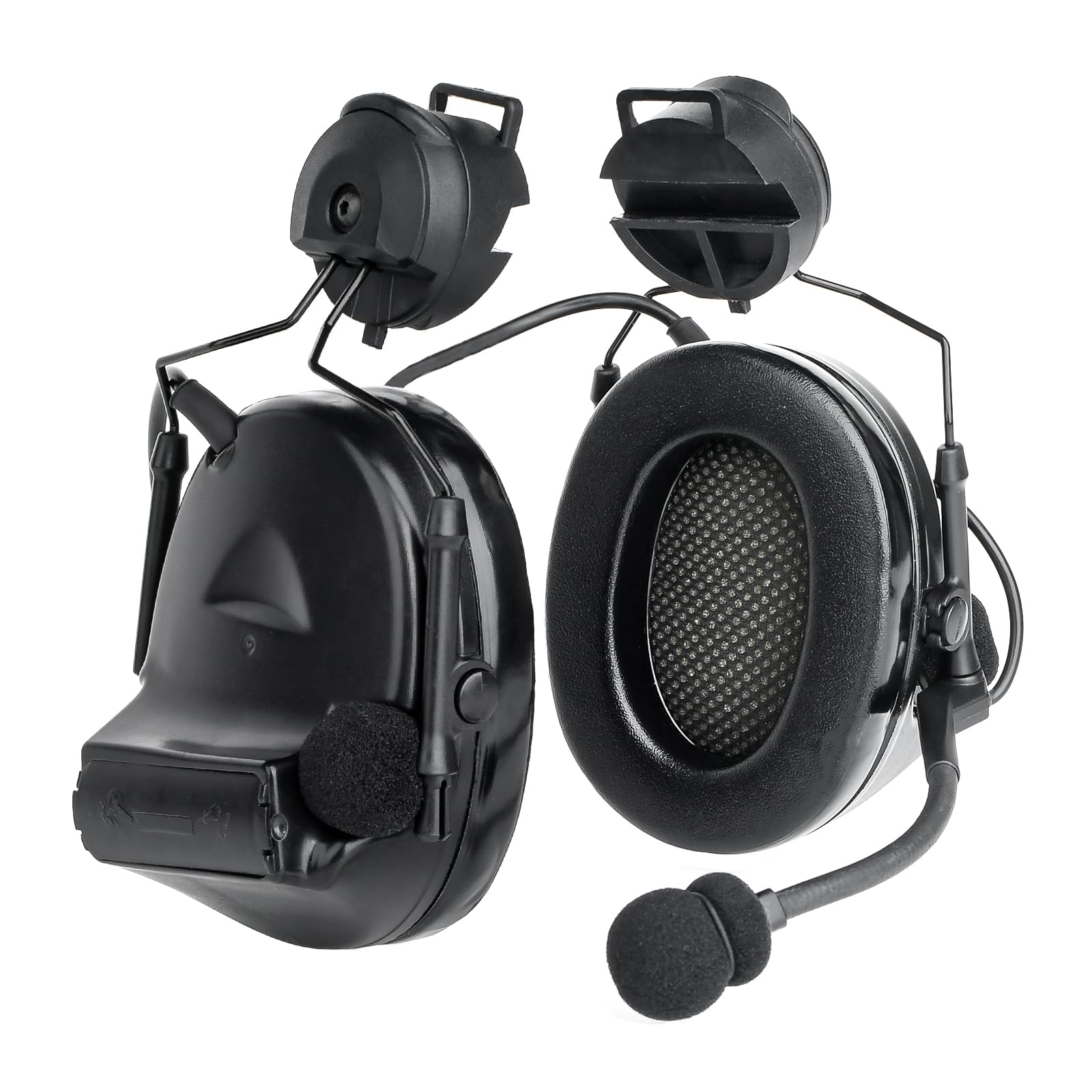 Taktisches Headset mit abnehmbarem Mikrofon und Ohrenschützern für Gaming, Jagd, Schießen, keine Geräuschreduzierung, Helmkompatibel, Schwarz