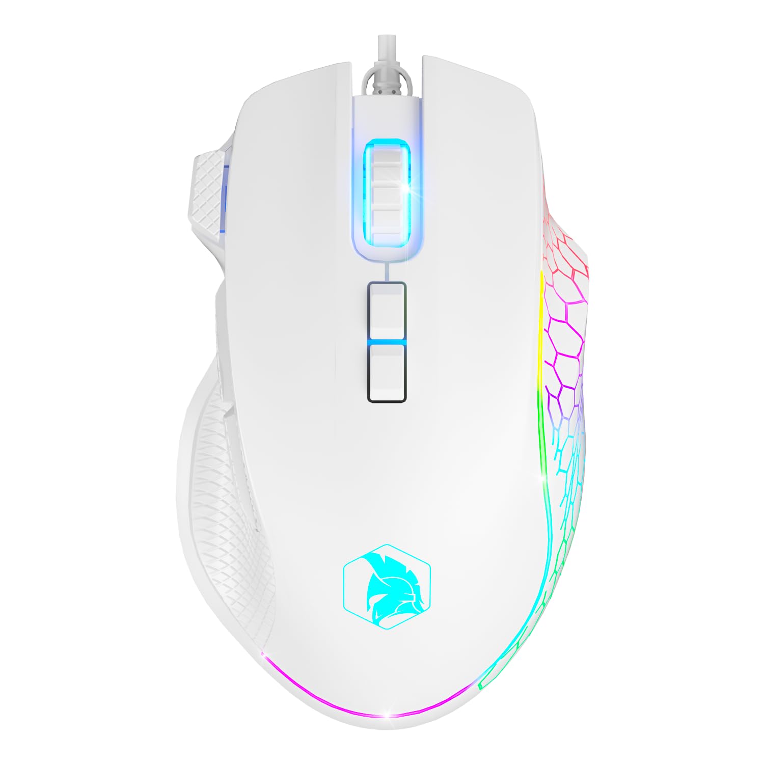 EMPIRE GAMING - W905 Gaming-Maus kabelgebunden – 12800 DPI 1000 Hz – RGB – Ergonomisch – PS4, PS5, Xbox One/Series, PC und Mac – Software inklusive – 8 Programmierbare Tasten (Weiß)