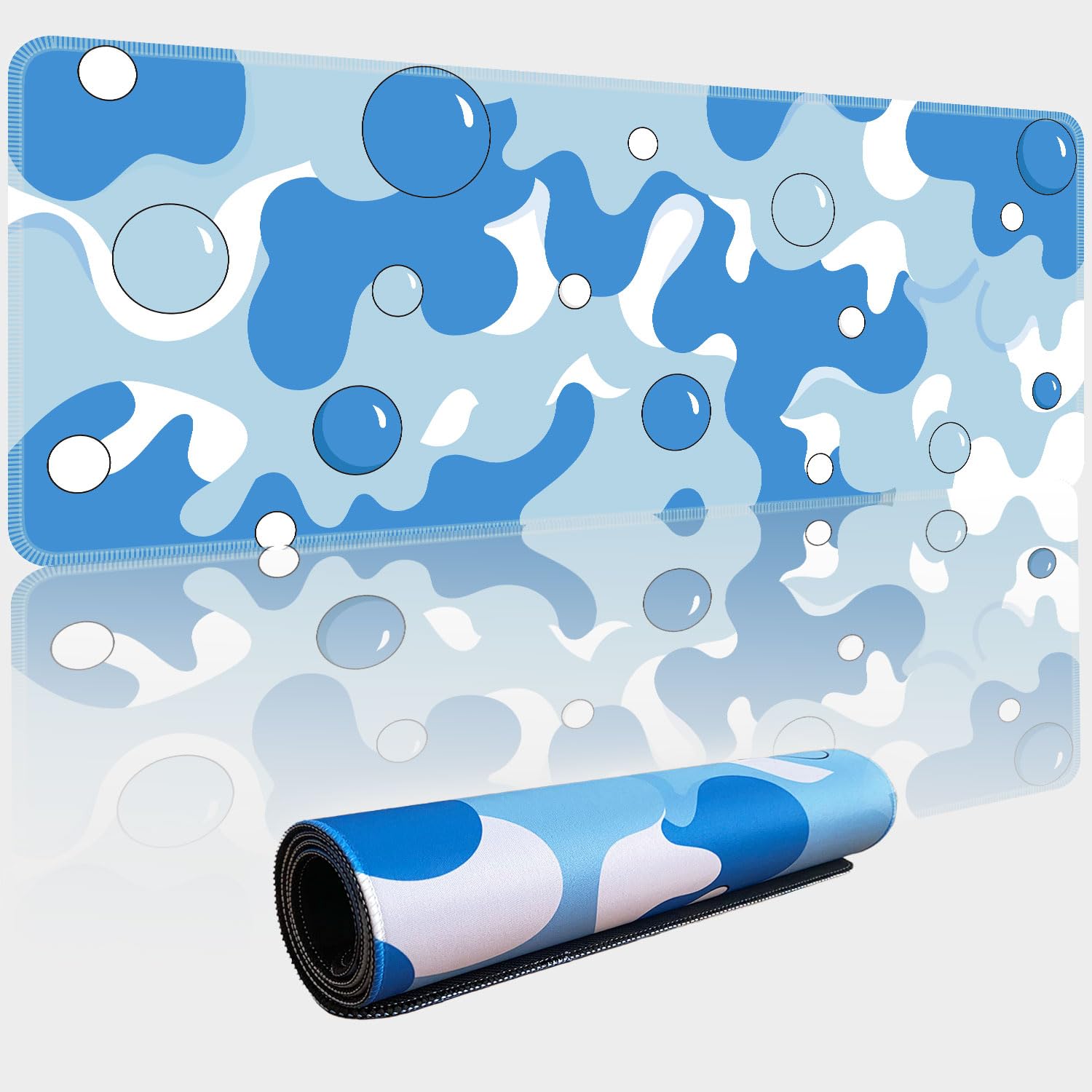 XXL-Mauspad, dick, wasserdicht, groß, cooles Gaming-Mauspad mit genähtem Rand, Anime-Cooles geometrisches gepunktetes Hunde-Mauspad, rutschfeste Unterseite, Maus-Tastaturmatte, 80 x 40 x 1 cm