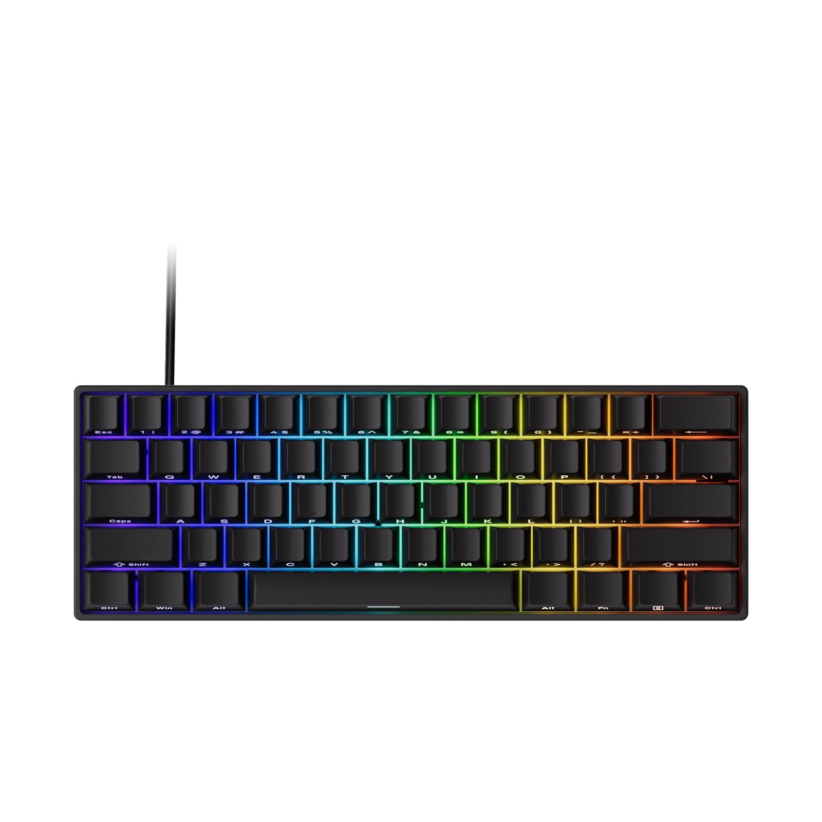 MONSGEEK FUN60 Pro Rapid Trigger Gaming-Tastatur, 8K SP Magnetschalter, HE-Tastatur, kabelgebunden, 60% durchscheinendes Schwarz (Glare Magnetschalter, US-QWERTY Layout)