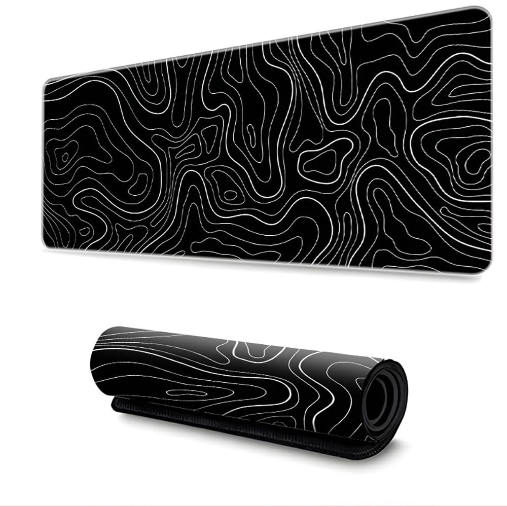 Surwin Gaming Mauspad Groß Multifunktionales Office Mousepad, Mauspad mit Motiv HD-Druck, Laptop Schreibunterlage, Mauspads für Kabellose Maus Computerbüro (600x1200mm,Schwarz 3)
