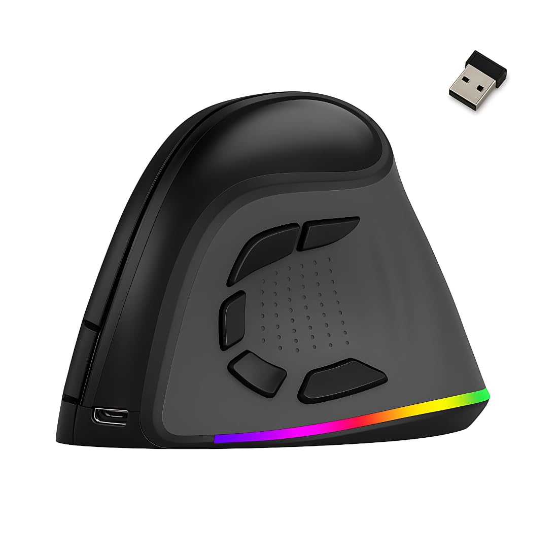 Spacetronik 2.4G Wireless Vertikale Ergonomische Maus, 4000 DPI, Bluetooth 5.0, RGB-Beleuchtung, 9 Tasten, Vertical Ergonomic Optical Mouse Kabellos für Windows, Laptop, PC
