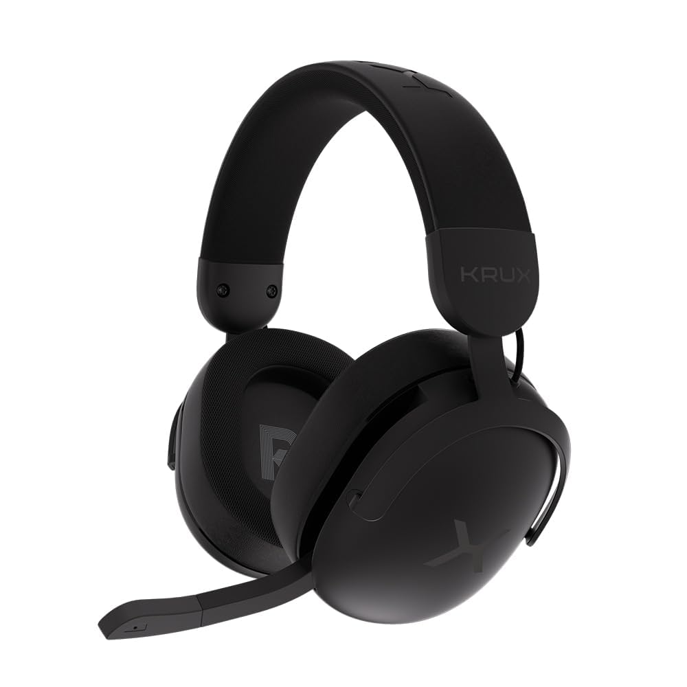 KRUX Crave Pro Wireless, Kabellose Kopfhörer für Gamer, versenkbares Mikrofon, 2,4 GHz, BT, USB Typ C, Verstellbarer Kopfbügel, Hybrid-Ohrpolster, Gewicht 299 g