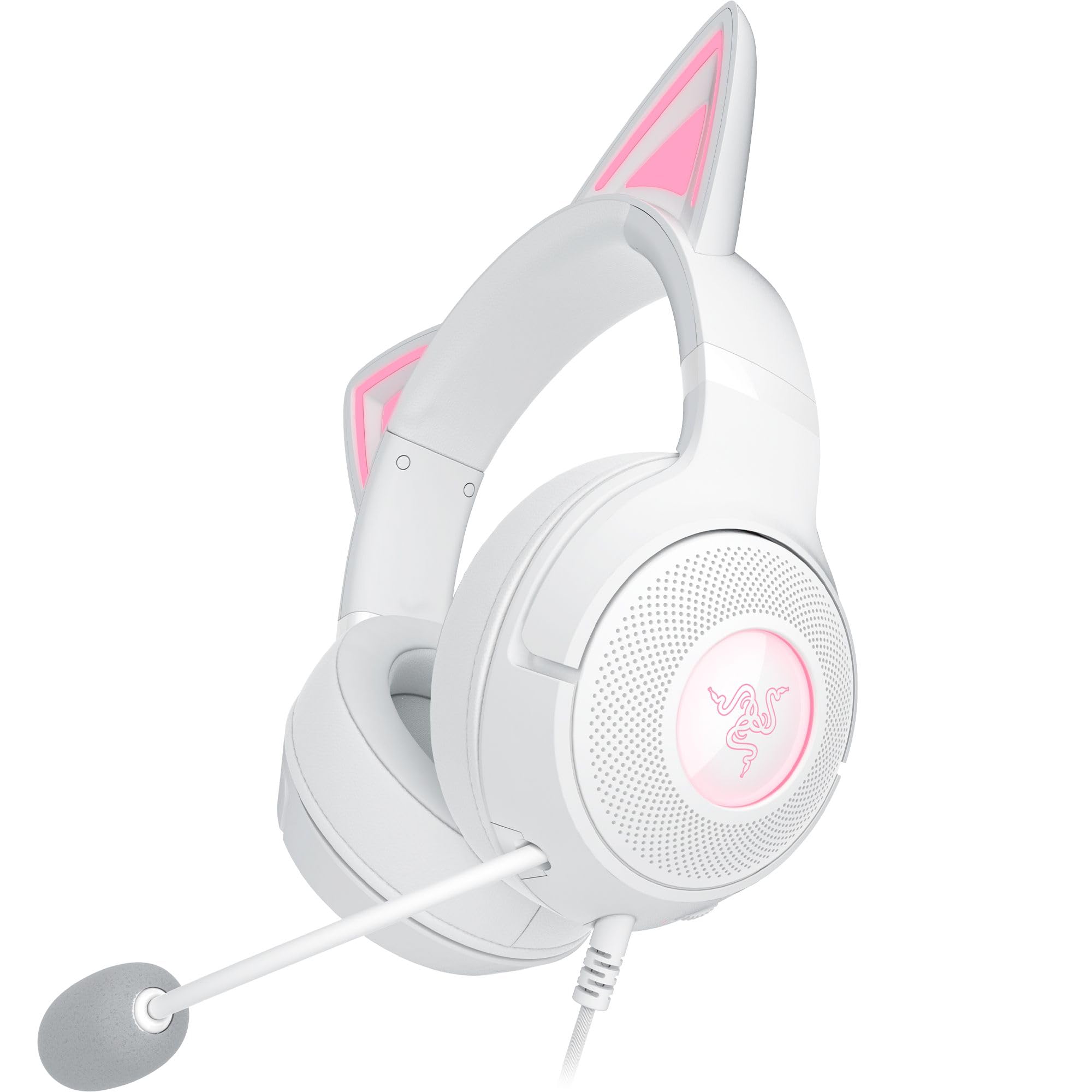 Razer Kraken Kitty V2 - Kabelgebundenes RGB-Headset mit Kitty Ohren für Gaming und Streaming (325 g, Triforce 40 mm Treiber, HyperClear Cardioid Mic, Surround Sound) Weiß