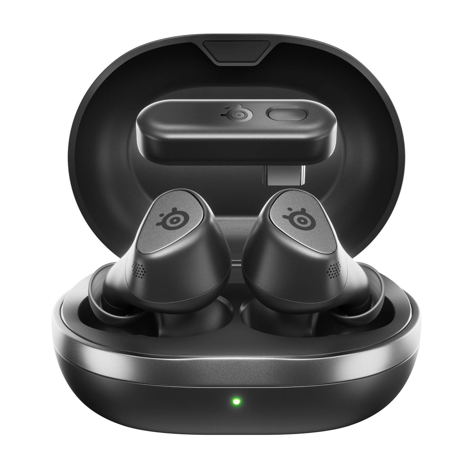 SteelSeries Arctis GameBuds für PS5 Wireless Gaming Earbuds 2.4GHz + BT 5.3 ANC/Transparenz 40H Akku Kabelloses Laden PS5 PC Switch 2 Mobile Schwarz (Renewed)