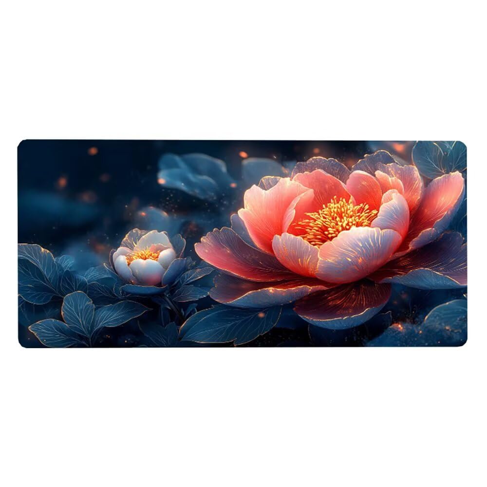 Gaming Mousepad Blume Mauspad XXL 1200X600X3MM Großes Mouse Pad Rosa Schreibtischunterlage mit Rutschfeste Gummibasis, Maus Pad Wasserdicht Anti-Rutsch Schreibtisch Zubehör Für Home Office, PC, Laptop
