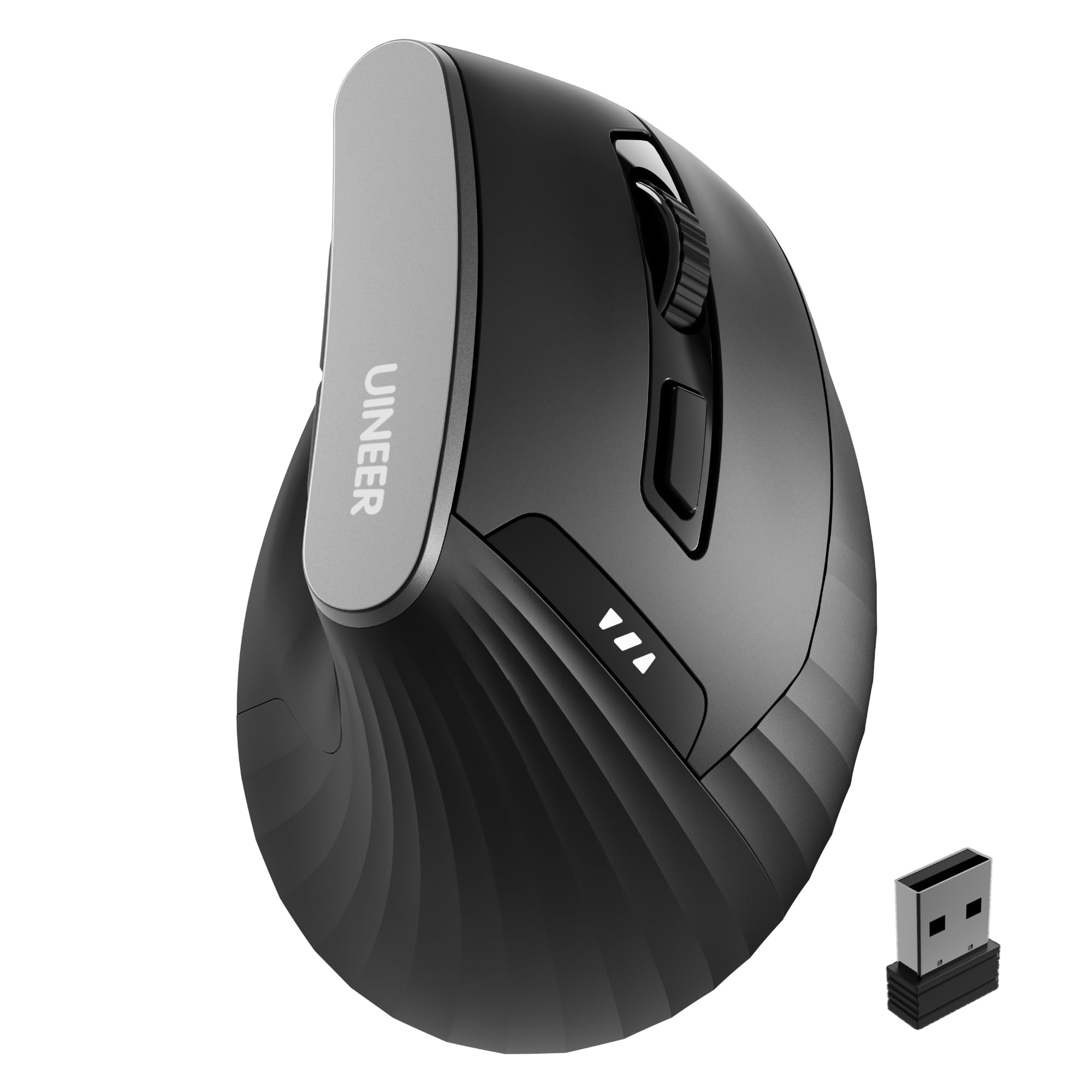 Vertikale maus kabellos, 2,4G ergonomische maus mit Akkuanzeige, 4 Stufen DPI, computermaus für Bequemlichkeit und Verringerung der Handgelenkspannung, Ideal für den Gebrauch zu Hause,Büro(Schwarz)
