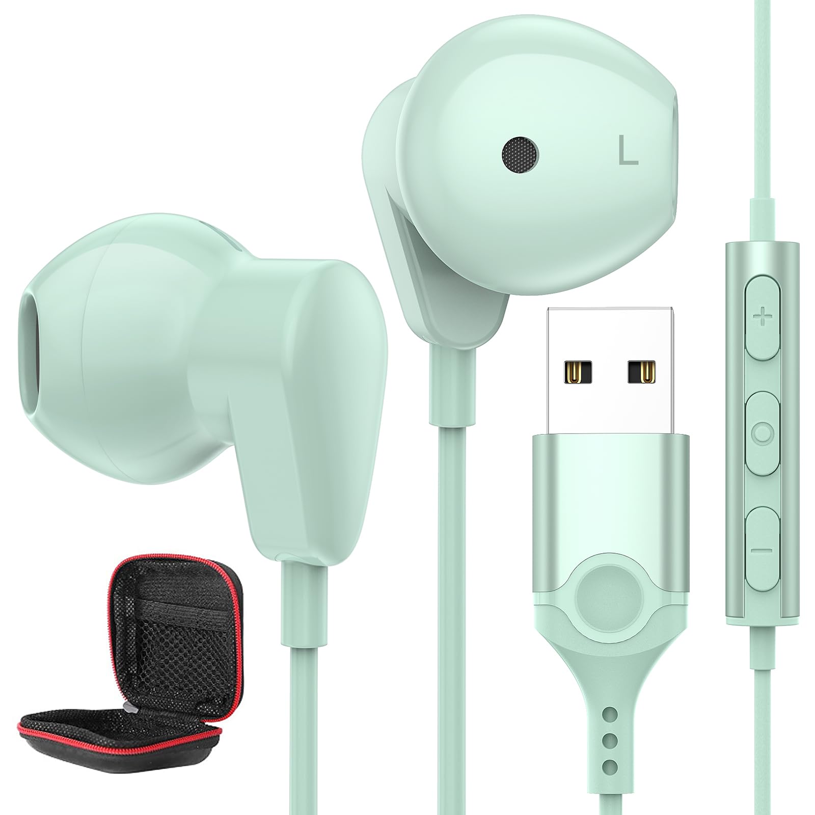Headset USB mit Mikrofon,Leichte Gaming Kopfhörer USB,Gaming Laptop Kopfhörer PC mit Geräuschunterdrückung und Mikrofonen,In Ear Kopfhörer mit Audiosteuerung für Live-Streaming PS 4 5 Büro Chromebook