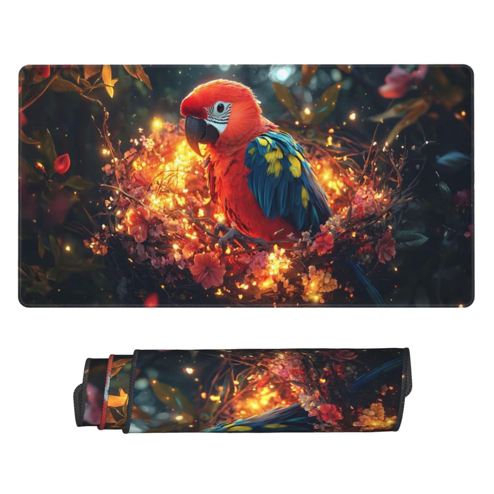 Gaming Mauspad, Mauspad XXL 1600 x 800 x 3 mm Mousepad Parrot animal Mauspad Gaming Zubehör mit Anti Rutsch Basis Mouse Pad Wasserdicht und Langlebig für Maus und Tastatur, Home Dekoration m-1222