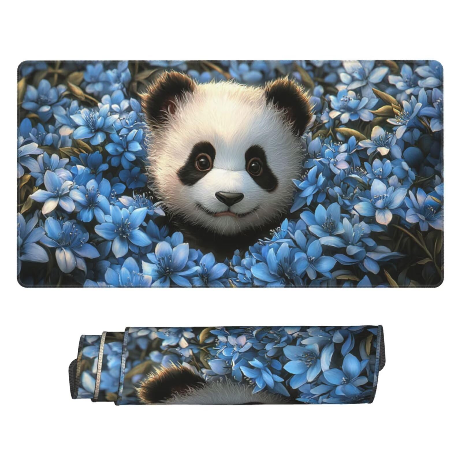 Gaming Mauspad, Mauspad XXL 1600 x 800 x 3 mm Mousepad Panda Animal Mauspad Gaming Zubehör mit Anti Rutsch Basis Mouse Pad Wasserdicht und Langlebig für Maus und Tastatur, Home Dekoration m-1182