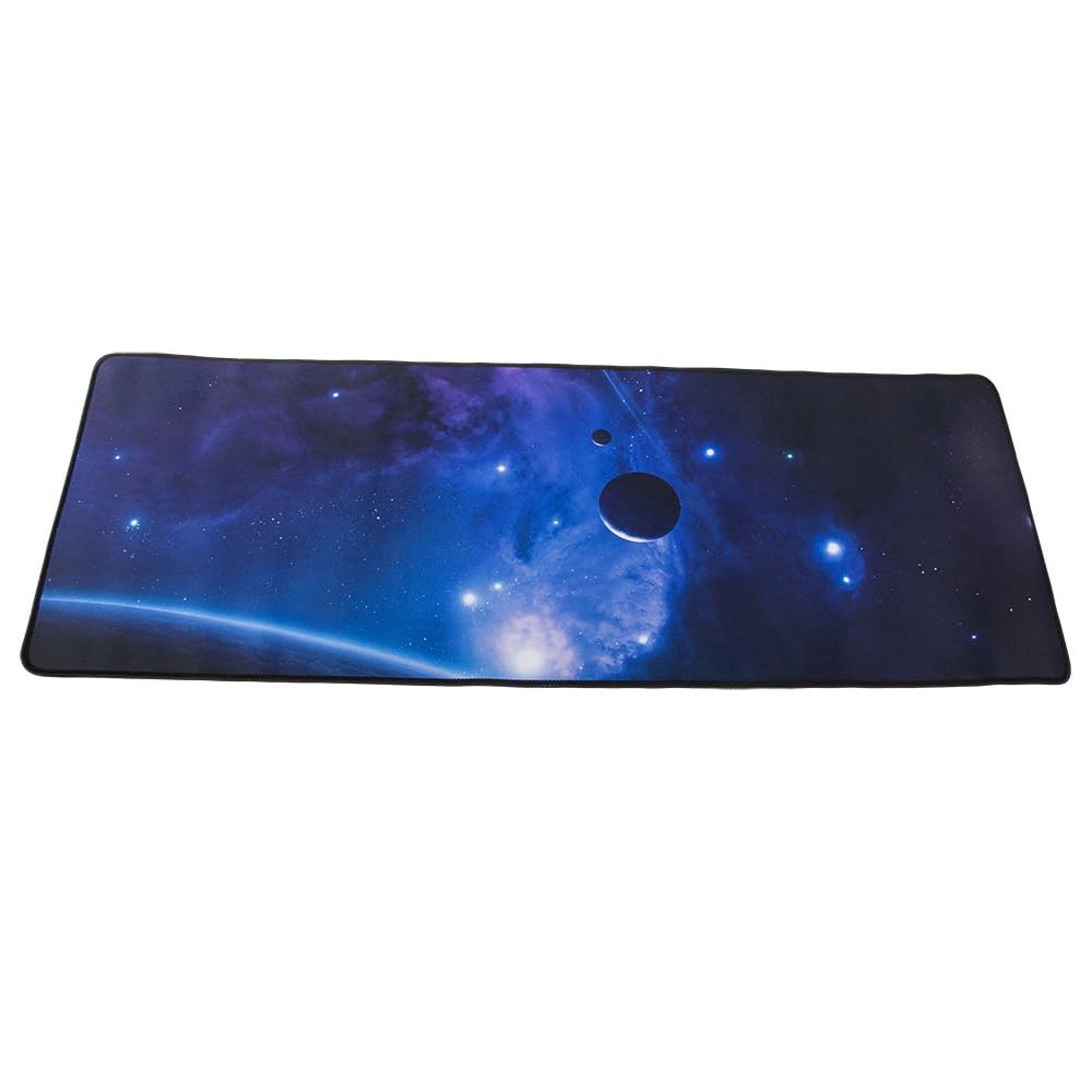 Gaming-Mauspad, 800 x 300 mm, rutschfest, wasserdicht, verstärkte Kanten, Gamingzubehör für Maus, Tastatur, Computer, Schreibtisch (Blau, XXL)