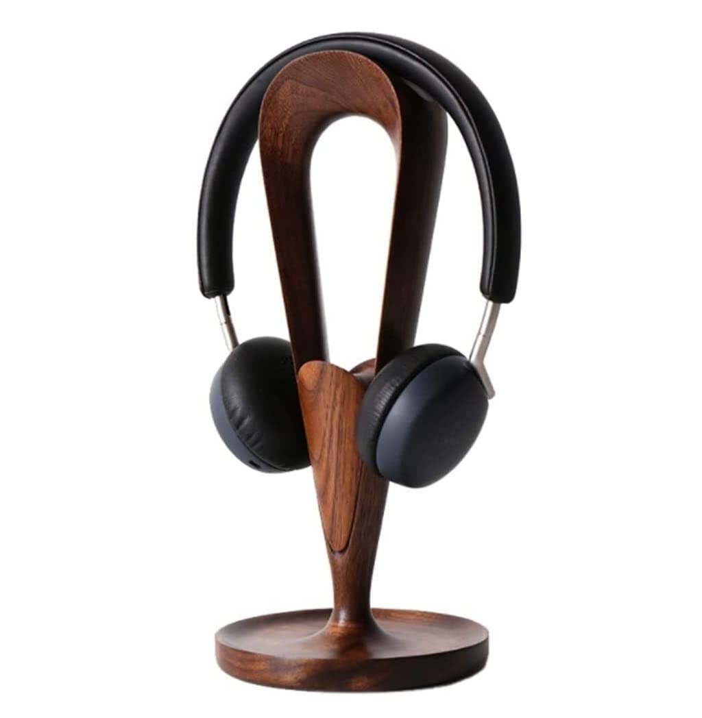 Kopfhörer Ständer Schreibtisch Zubehör Hölzerner Kopfhörerhalter Praktischer Headset-Ständer Universal-Kopfhörer-Stützgerät Headset-Ständer Zubehör Geschenk Gaming Headsets(A-Black Walnut)