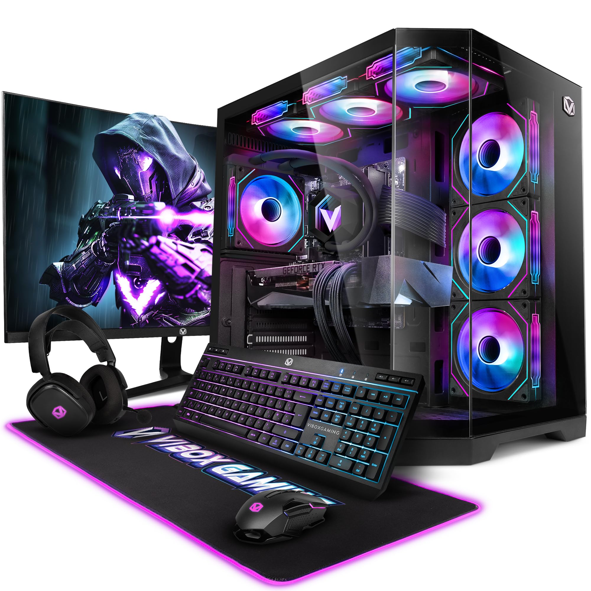 Vibox Gaming PC Set Komplett • Monitor 27 Zoll • AMD Ryzen 7 5700X 4,2 GHz • Nvidia RTX 5070 12GB • 32GB RAM • 1TB SSD • Windows 11 • WLAN • Noir