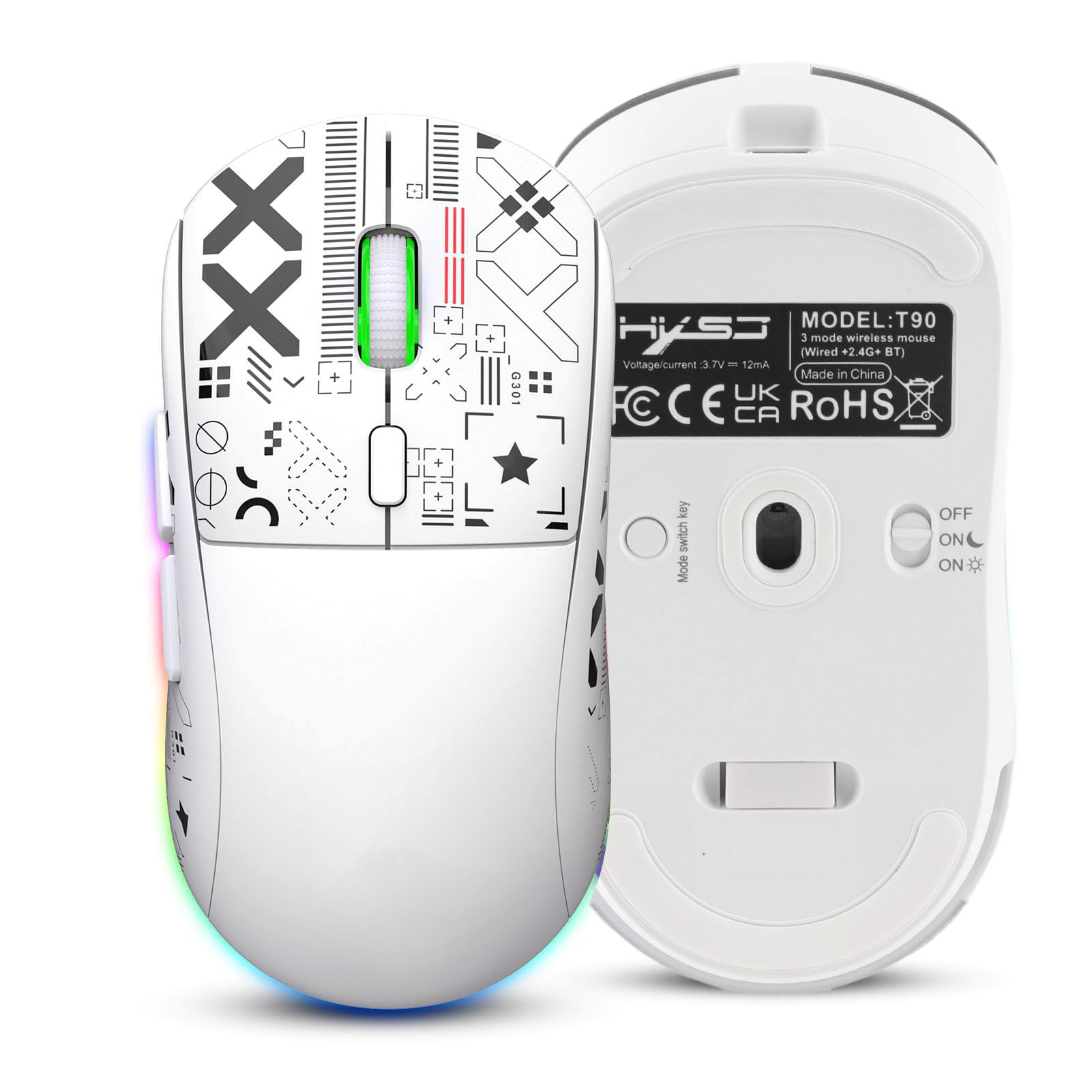 Wireless Gaming Maus, RGB Light Maus mit USB -Nano -Empfänger, Silent Click Gaming Maus für Notebook, PC, Computer