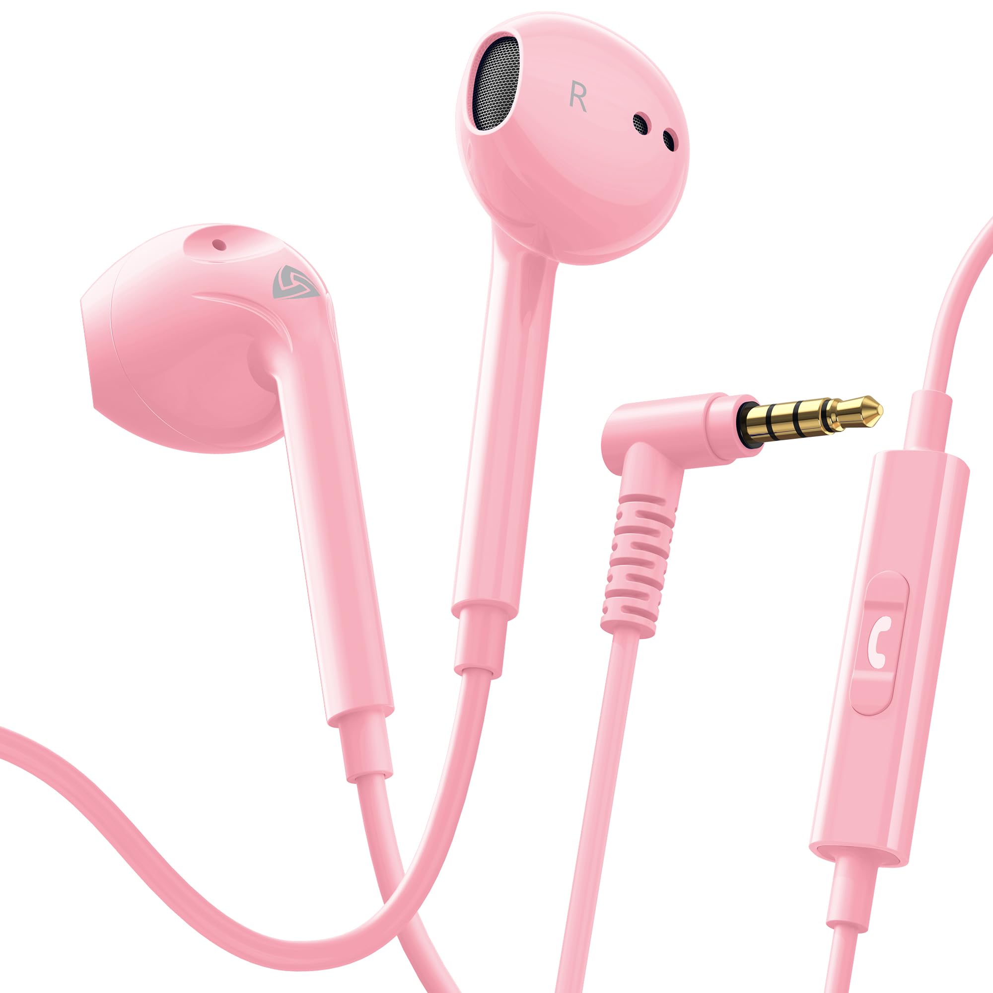 LUDOS Zenith Kopfhörer In Ear Kopfhörer mit Kabel und Mikrofon, 2-Jahre Garantie, In Ear Ohrhörer, 3,5 mm Klinkenstecker Earbuds, Satte Bässe Earphones, Headphones für iPhone, iPad, Samsung - Rosa