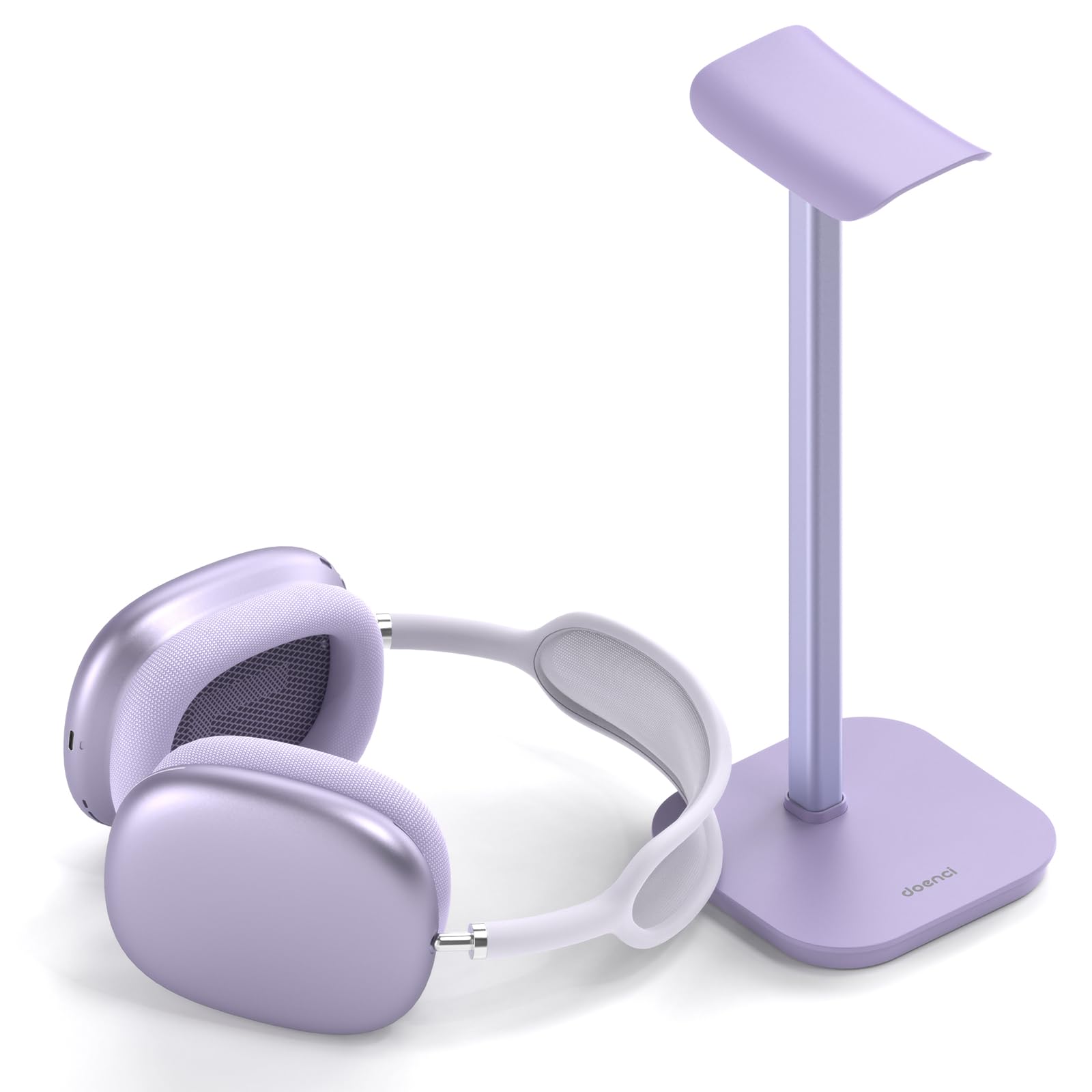 Headset Halterung, doenci Kopfhörer Ständer (Violett) für Alle Over Ear Bluetooth Kopfhörer, Universal Kopfhörer Halter mit Gewichtete Basis + Aluminiumrohr, Gaming Headset Ständer Halter Schreibtisch