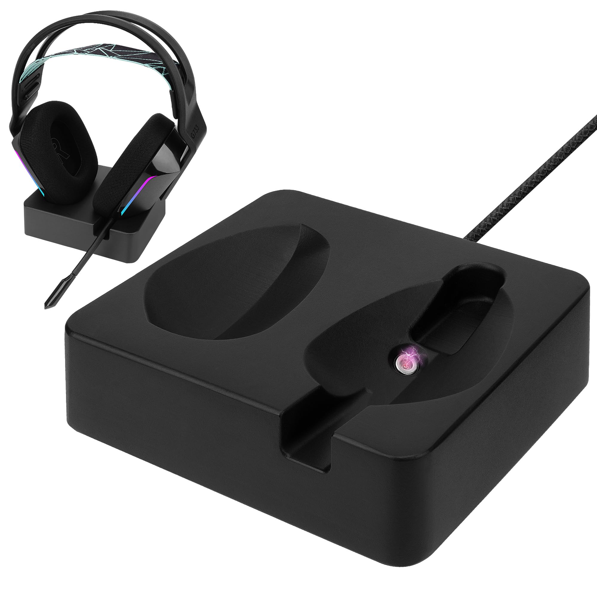 GEEKRIA Ladehalterung für Logitech G733 Lightspeed Wireless Gaming-Headset, 3D-gedruckter Resin-Magnet-Dock, Gaming-Headset-Basis (Schwarz)