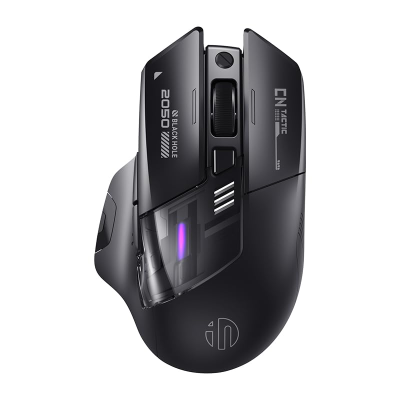 inphic A9 Explorer Bluetooth Maus, Dual-Mode Bluetooth 5.0/2.4G Maus kabellos Aufladbar, 2400 DPI, RGB-Atmungslicht, sichtbare Akku-Anzeige, Funkmaus für Laptop/PC/Computer