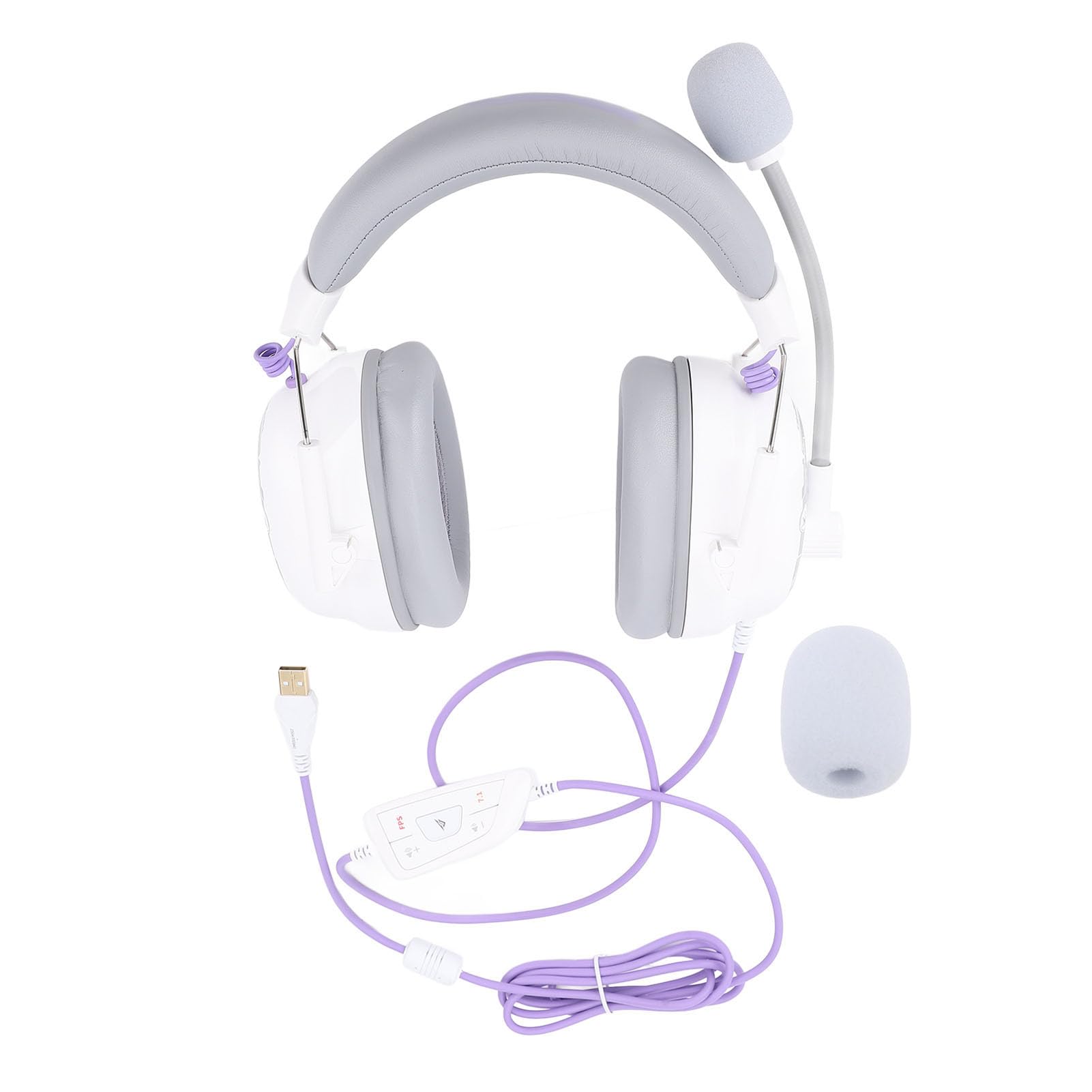 Bewinner 7.1 Surround Sound Gaming -Headset, 50 -mm -Treibereinheit, Gaming -Kopfhörer, Benutzerdefinierte Soundeffekt -Software, Rauschunterdrückungsmikrofon (White)