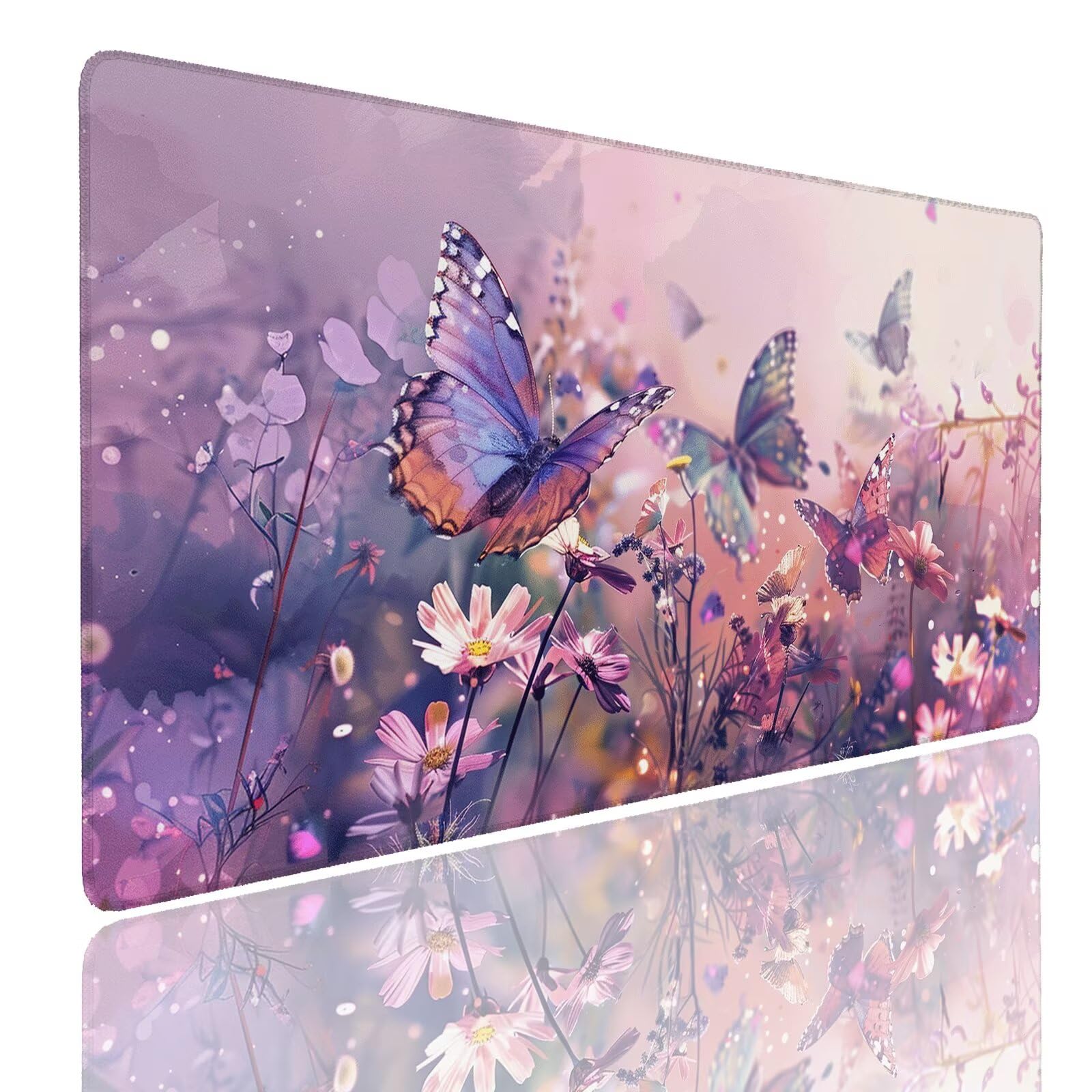Mauspad XXL 1400x800x4mm Wasserdicht Schreibtischunterlage rutschfeste Speed Gaming Mousepad Butterfly (1) Groß Desk Mouse Mat Maus Pad, Schreibtisch Unterlage Deko für PC, Laptop, Home Office