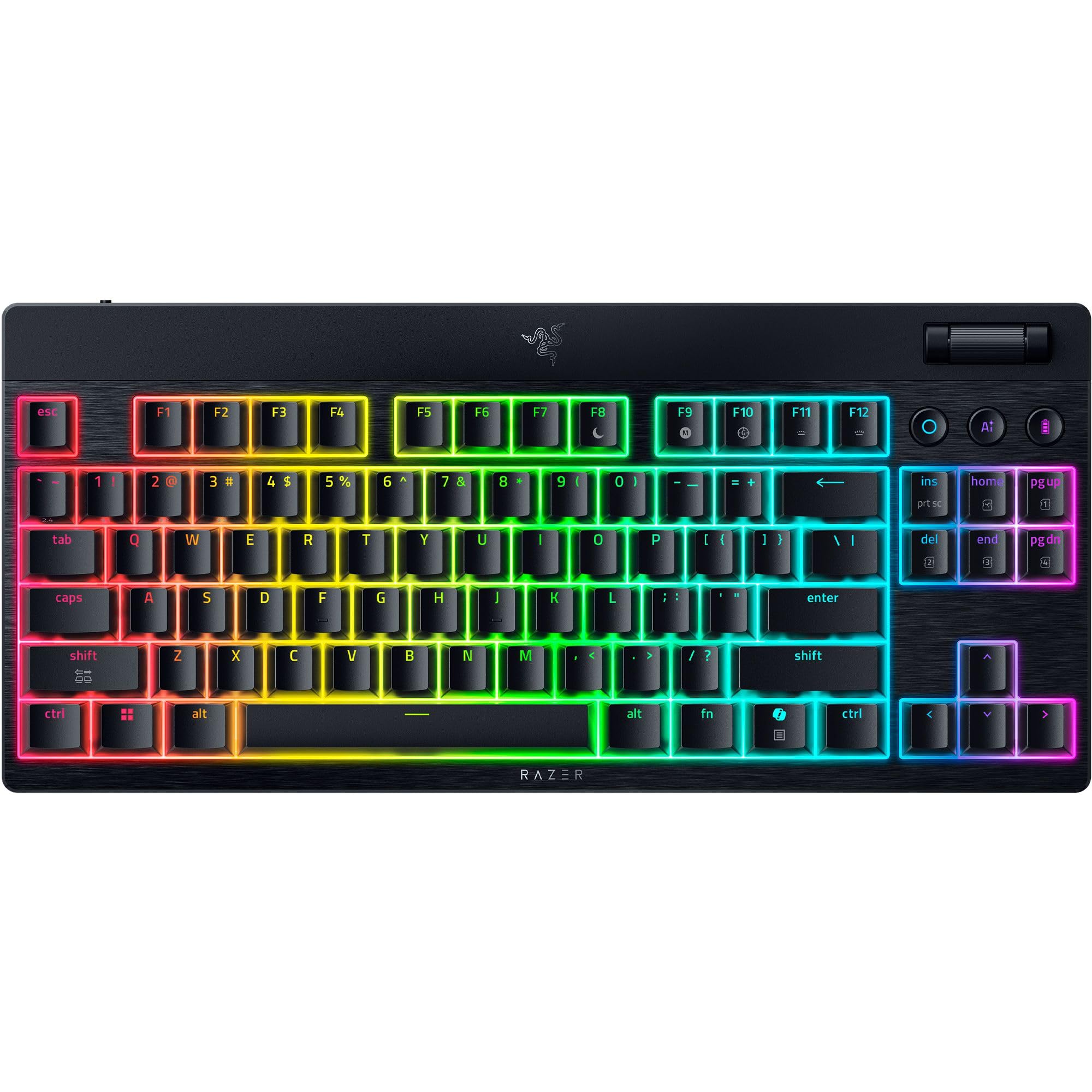 Razer BlackWidow V4 Tenkeyless HyperSpeed Low Profil - Kabellose Hot-Swap-Gaming-Tastatur (HyperSpeed Wireless & BT, Hot-Swap, Multifunktionaler Drehregler & Funktionstasten) Yellow Switch | US Layout