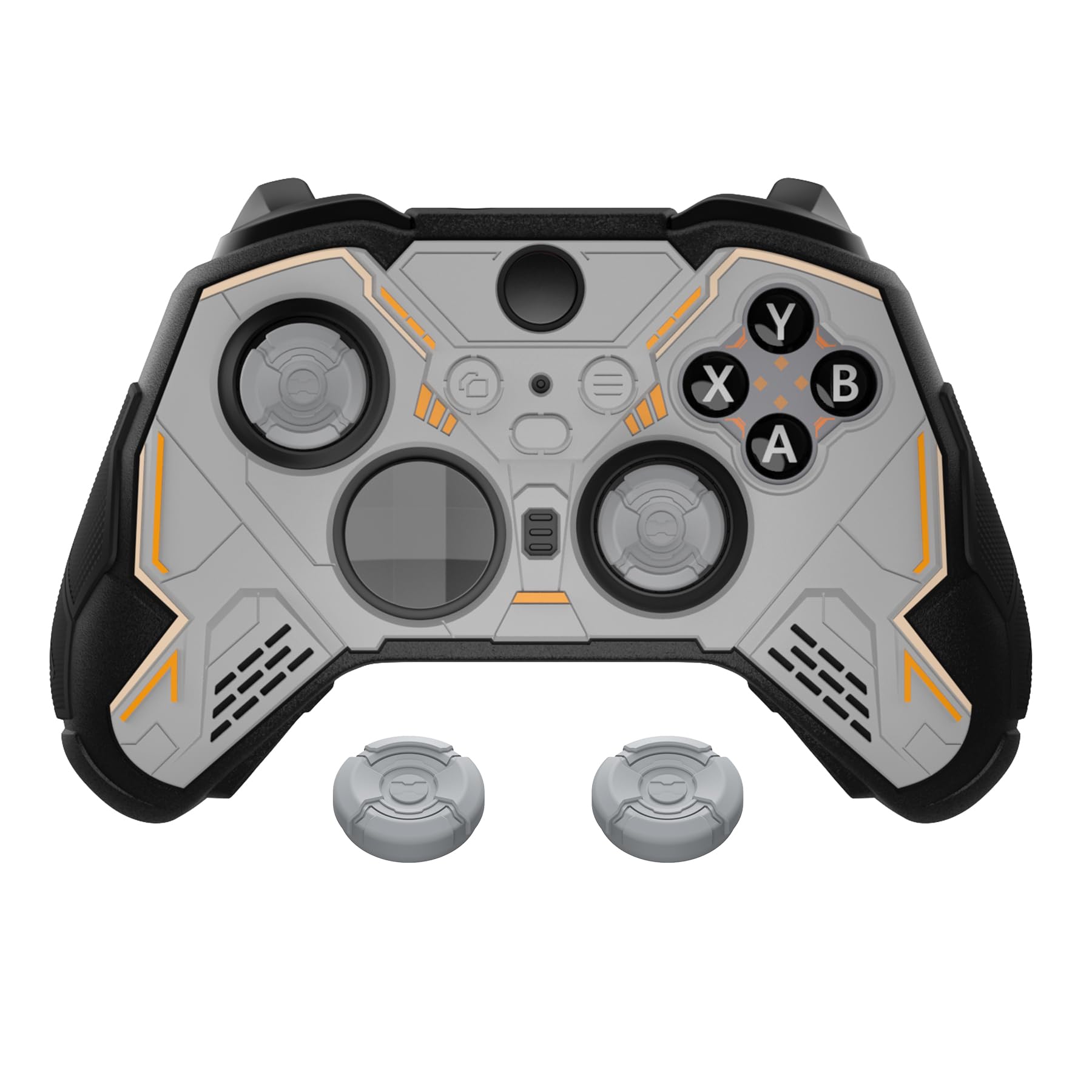 PlayVital Silikonhülle für Xbox Elite Series 2 Controller, Case Schutzhülle Skin für Elite Series 2 Core Controller Zubehör mit Daumengriffkappen und Aufklebern-Stellar Mecha,Grau&Schwarz