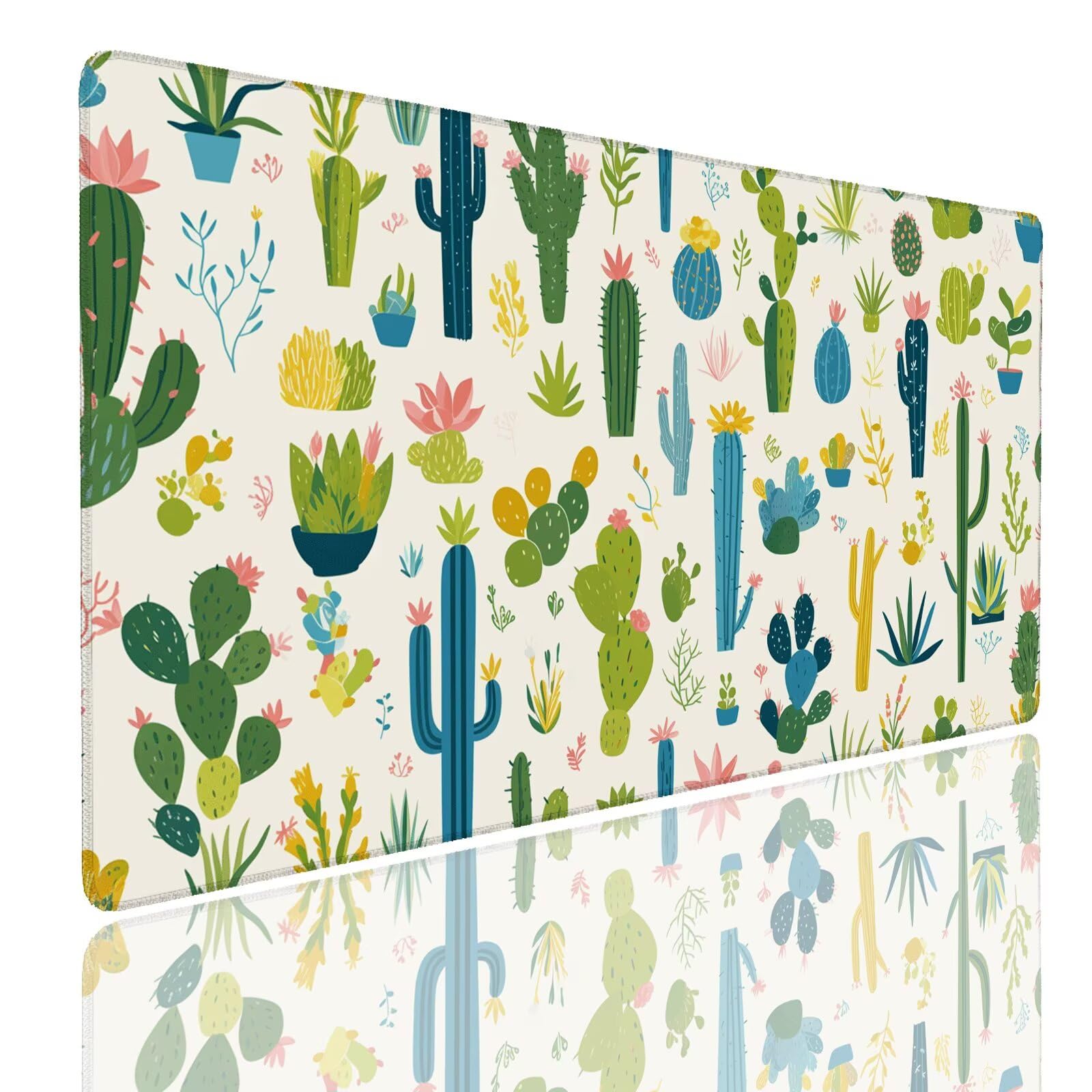 Mauspad XXL 1400x800x4mm Wasserdicht Schreibtischunterlage rutschfeste Speed Gaming Mousepad Cacti (1) Groß Desk Mouse Mat Maus Pad, Schreibtisch Unterlage Deko für PC, MacBook, Laptop, Home Office