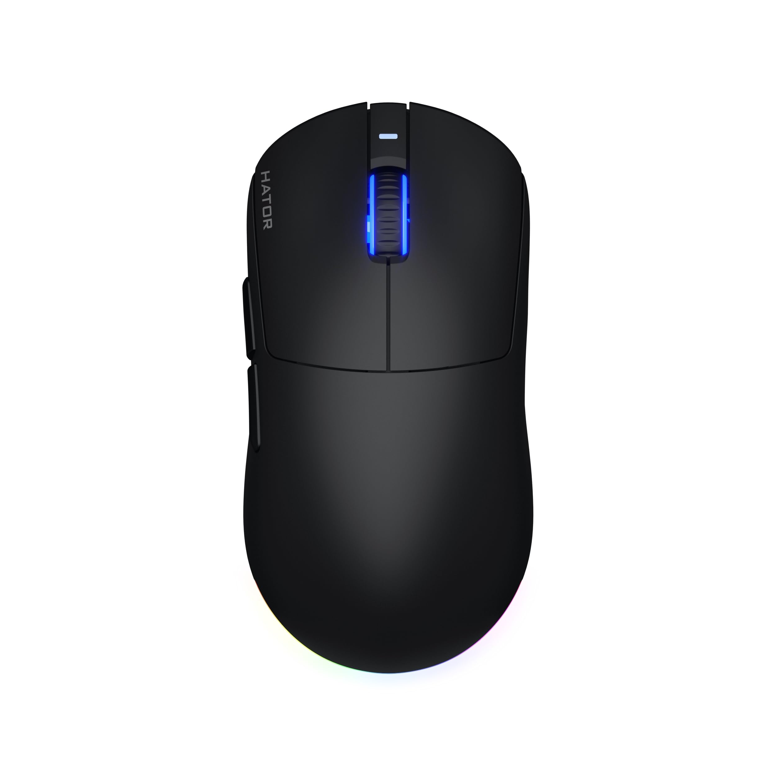 HATOR Quasar 3 Wireless Gaming Maus – Symmetrisches Design, 2.4GHz/Bluetooth/USB, 12.000 DPI PixArt Sensor, 100 Mio Klicks, RGB, 100 Std Akkulaufzeit, 64g, PC/Mac/Linux, Schwarz