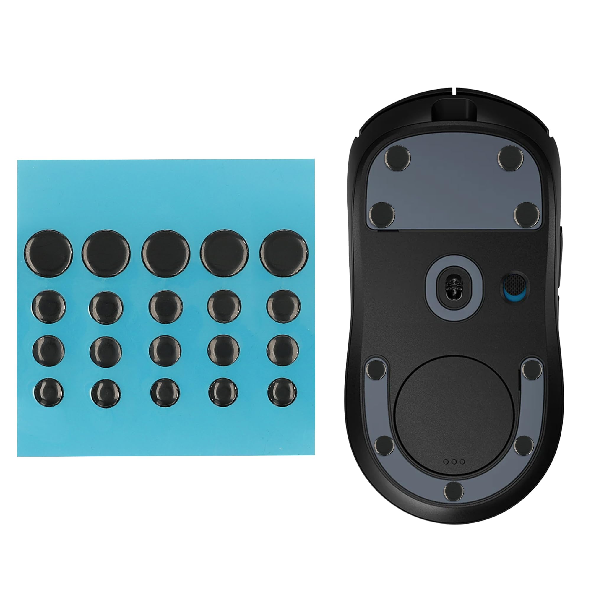 kwmobile 20x Mouse Feet Sticker für Universal Gaming Mouse Mausgleiter - Maus Ersatz Glider aus PTFE - 4 verschiedenen Größen 6mm 6,5mm 7mm 10mm - Schwarz