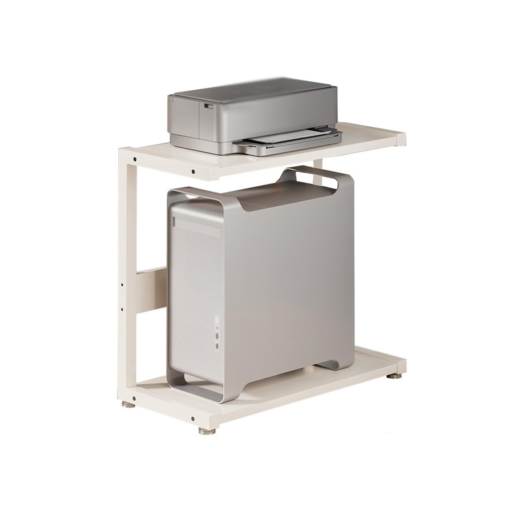 Universal PC-Ständer for Zuhause, CPU-Bodenständer mit feststellbaren Lenkrollen, doppeltes Büroregal, Stabiler PC-Wagen for Gaming-Schreibtisch, PC-Zubehör (weiß) für Tower(Mittel)