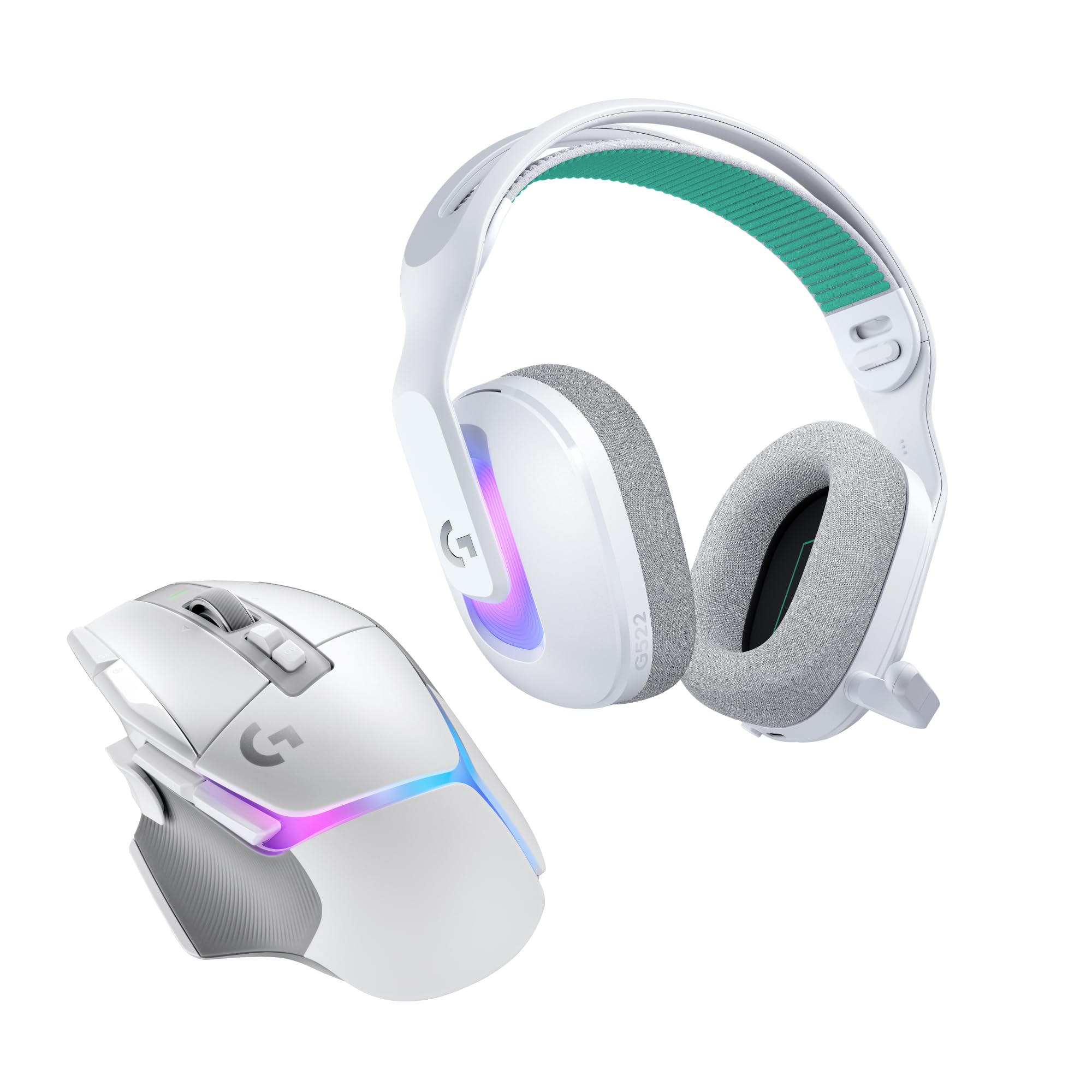 Logitech G G522 kabelloses Gaming-Headset und G502 X Plus kabellose Gaming-Maus – Lightspeed kabellose Maus und Headset-Combo mit RGB LIGHTSYNC – kompatibel mit PC/Windows - Weiß