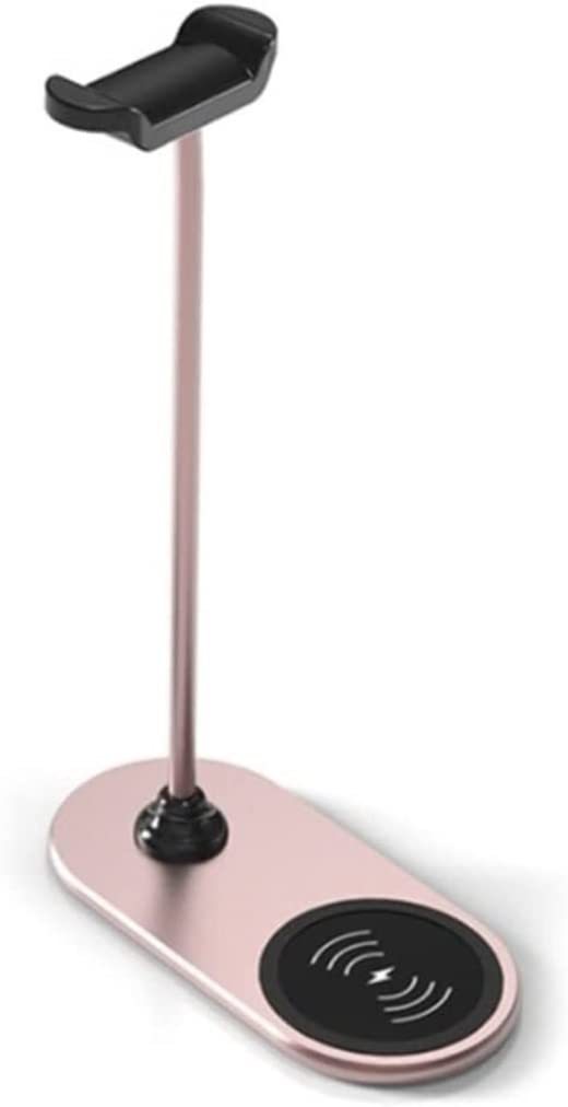 Kopfhörer Ständer Schreibtisch Zubehör Kratzfester Headset-Ständer 15 W Schnellladestation Kopfhörer-Display-Rack Kopfhörer-Aufhänger Desktop-Regal Gaming Headsets(Pink)