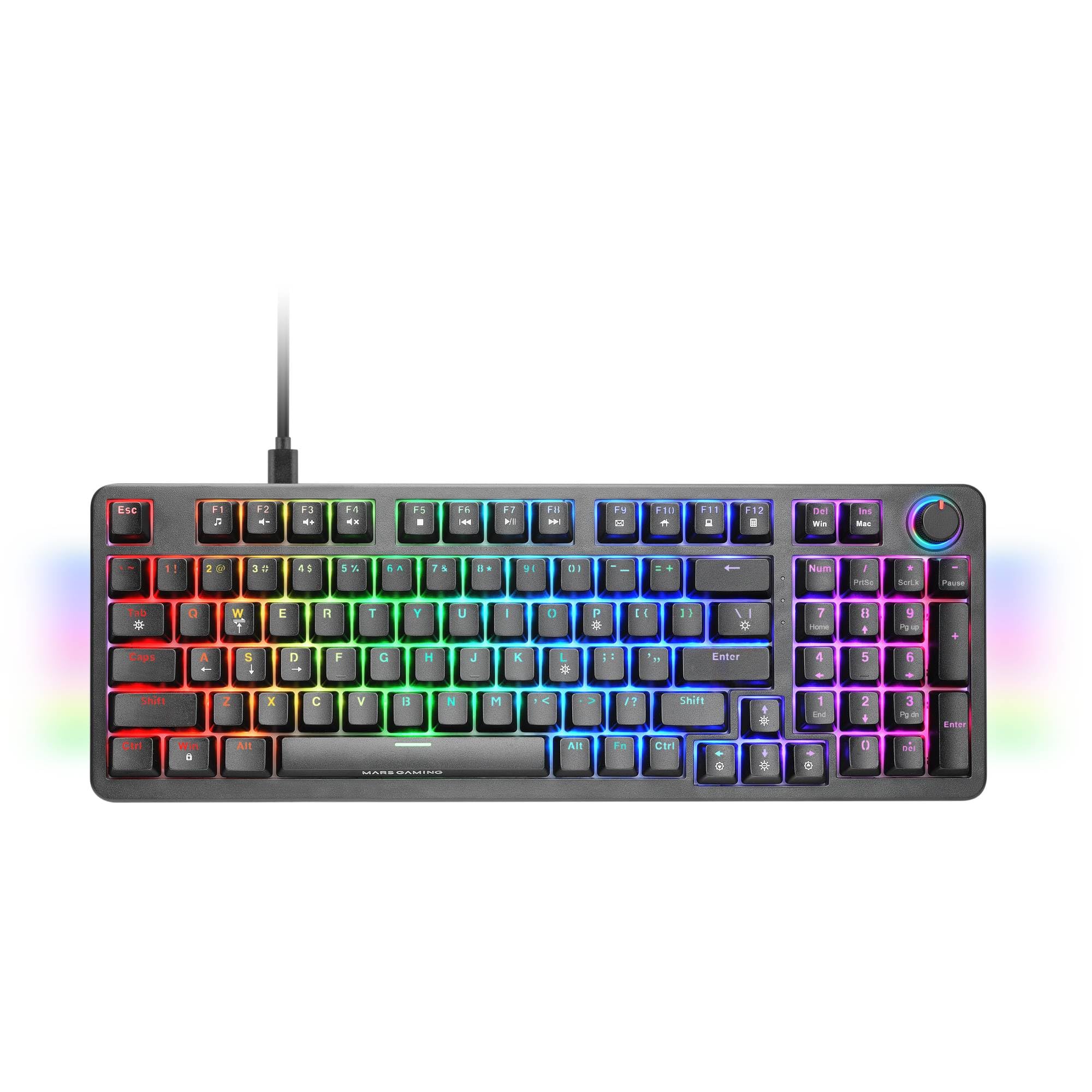 Mars Gaming MKPRO, US, Vollständige Mechanische Gaming-Tastatur, RGB Chroma, Mechanik Hot-Swap Switches, Antighosting, Steuerrad, Erweiterte Software, Multiplattform, Silent Switch, Schwarz