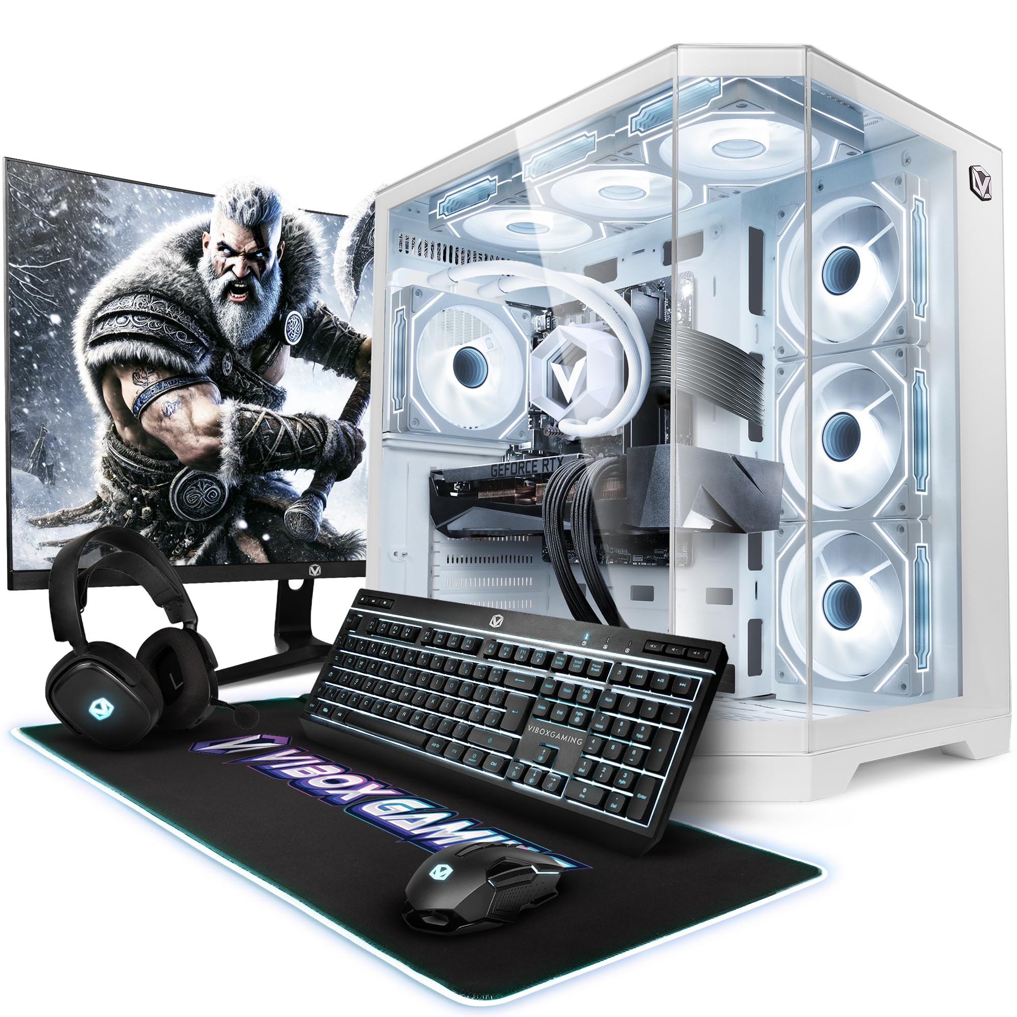 Vibox Gaming PC Set Komplett • Monitor 27 Zoll • Intel Core i9 12900KF 16-Kern • Nvidia RTX 5070 Ti 16GB • 32GB RAM • 1TB NVMe SSD • Windows 11 • WLAN • Blanc