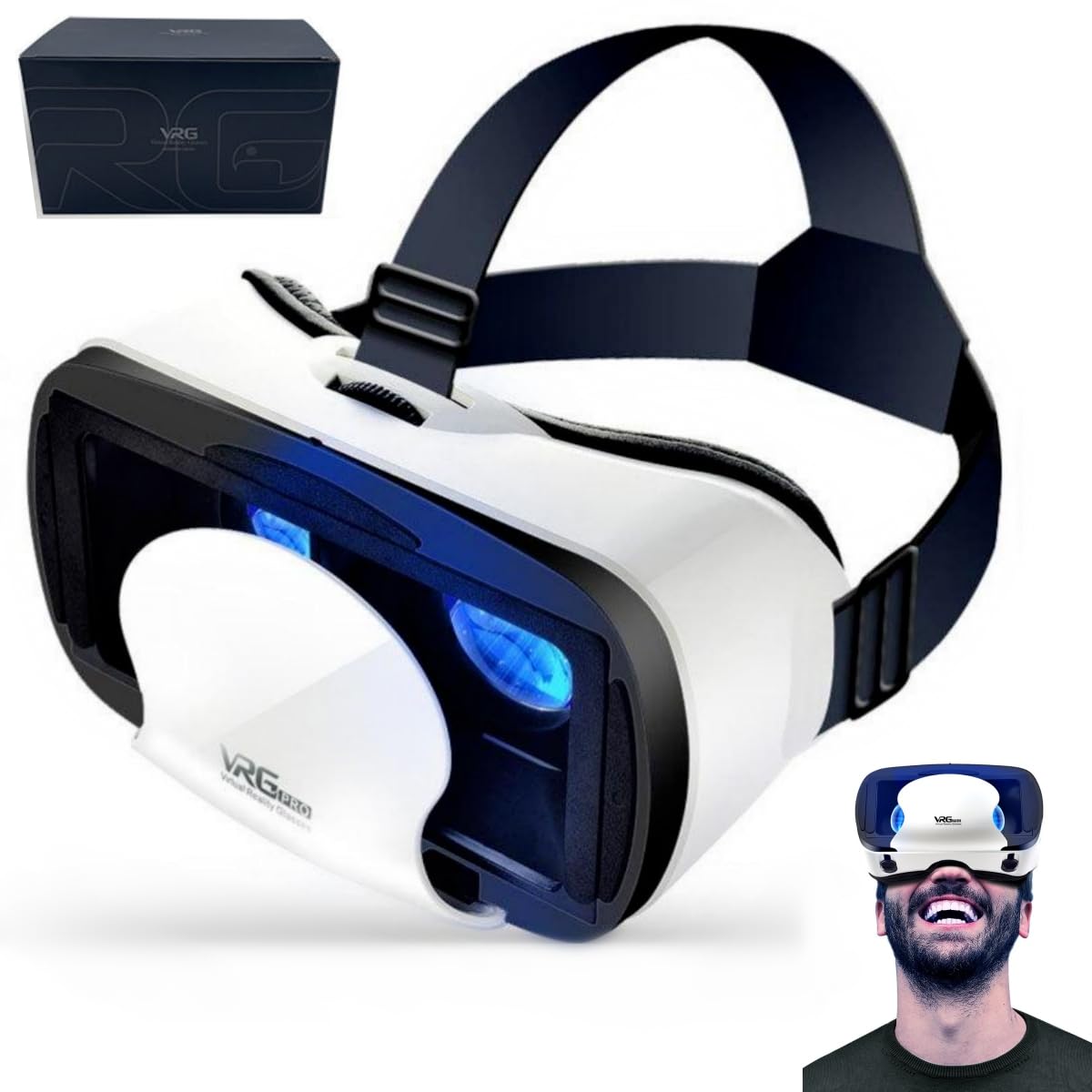 VR-Headset, Virtual-Reality-Headset für Kinder und Erwachsene, universelle 3D-VR-Brille, Spielen Sie 3D-Videospiel-Film, kompatibel mit 5-7 Zoll iOS- und Android-Smartphones, Weiß
