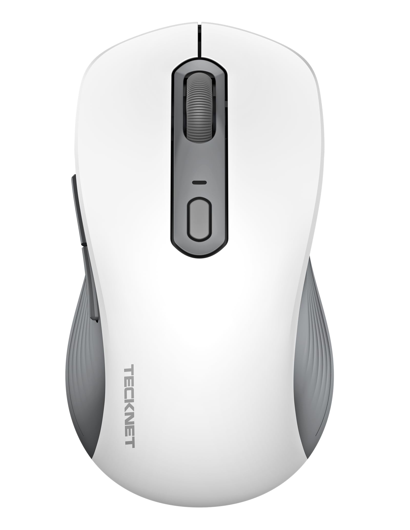 TECKNET Bluetooth Maus, Maus Kabellos (Tri-Modus: BT 5.0/3.0+2.4G) 4800 DPI Leise Mouse, Funkmaus mit USB-A Empfänger, 6 Tasten, Ergonomische Tragbare Mouse für PC/Laptop/Mac/Tablet (Weiß Grau)