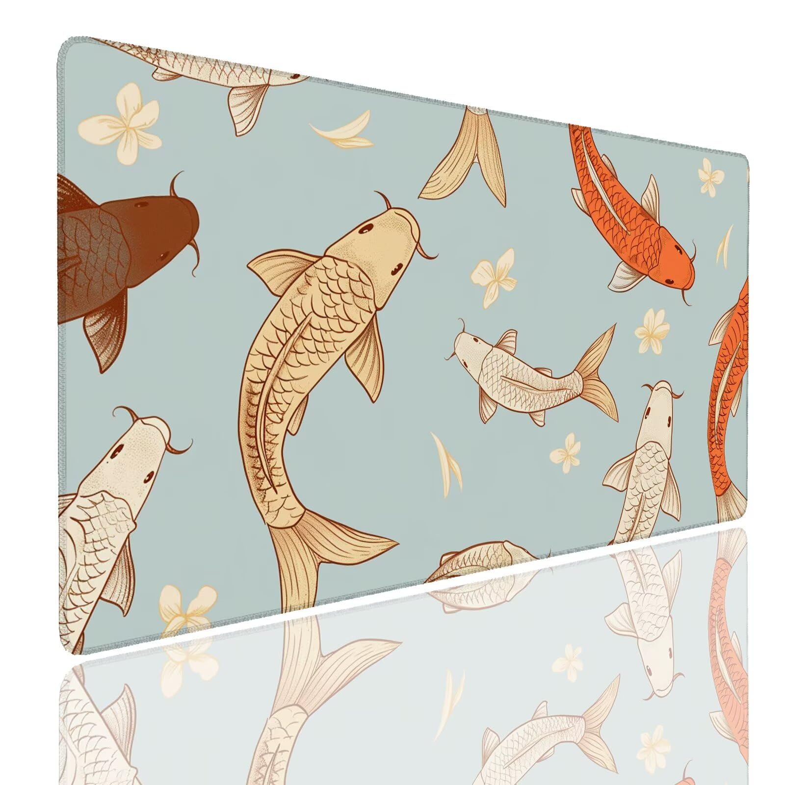 Mauspad XXL 1400x800x4mm Wasserdicht Schreibtischunterlage rutschfeste Speed Gaming Mousepad Fish (3) Groß Desk Mouse Mat Maus Pad, Schreibtisch Unterlage Deko für PC, MacBook, Laptop, Home Office