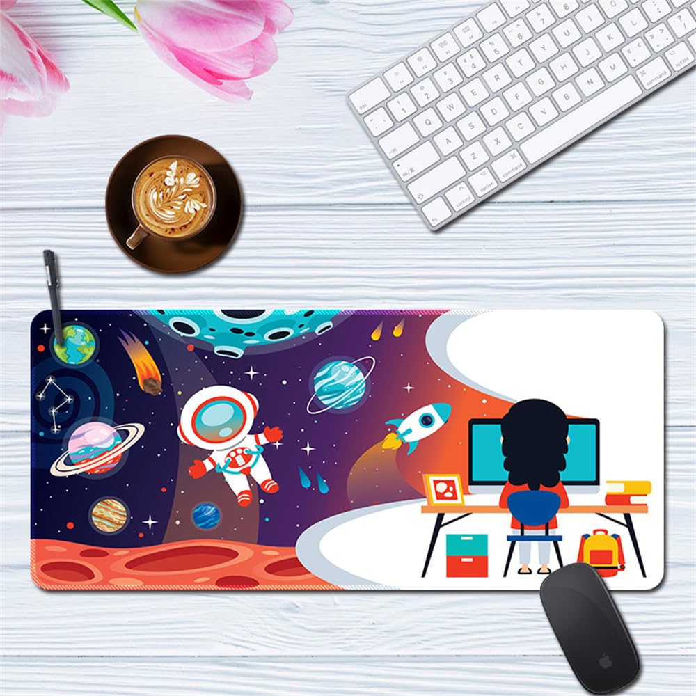 Surwin Gaming Mauspad Groß Multifunktionales Office Mousepad, Laptop Schreibunterlage, Mauspads mit Raumschiff Motiv, für kabellose Maus, Computerbüro (Traum,300x600mm)