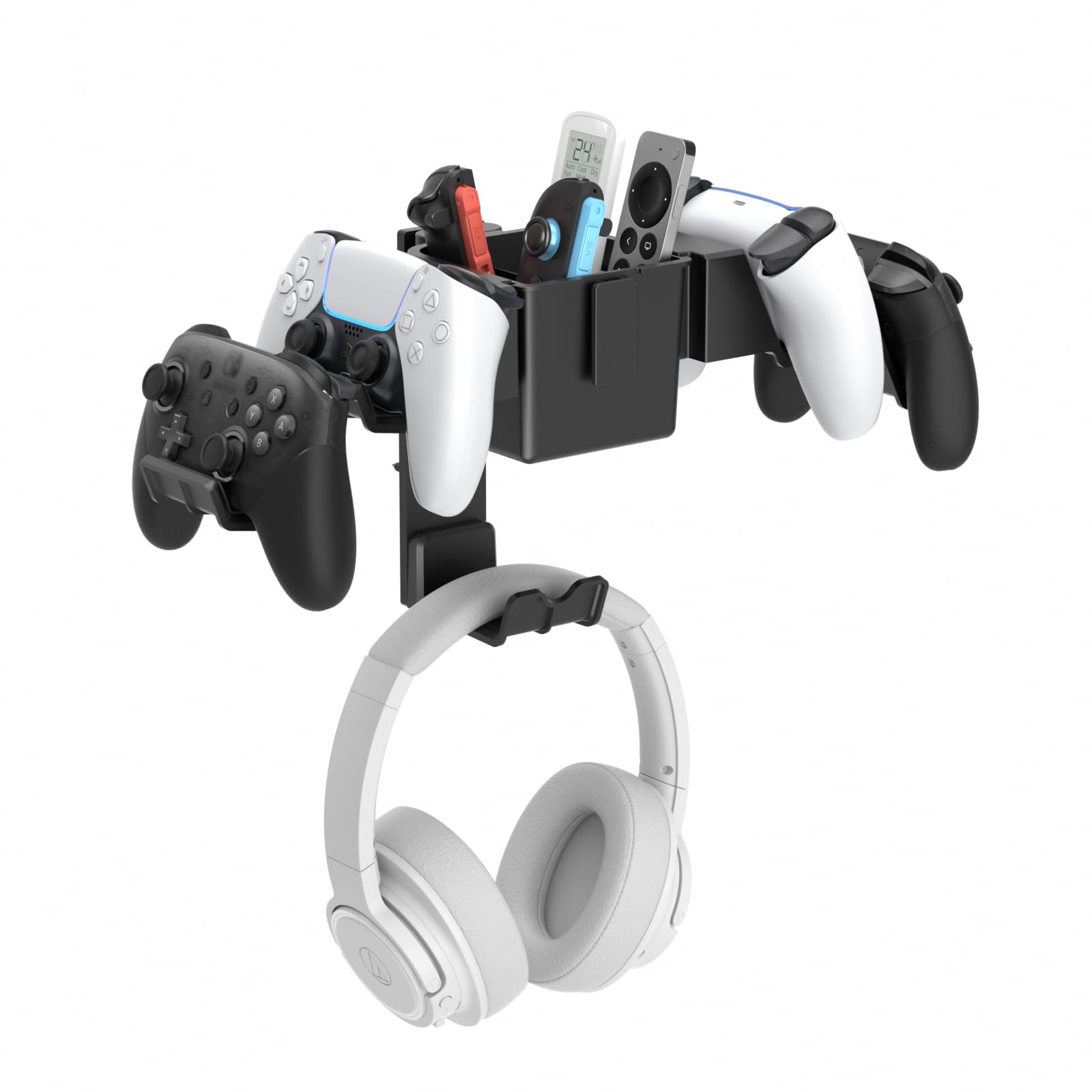 KDD Headset Halterung Wand & Controller Wandhalterung mit Schraube, Universal Kopfhörer Ständer Haken & Gaming Organizer mit Aufbewahrungsbox für Kopfhörer Xbox PS4 PS5 Switch Steam Gaming Zubehör