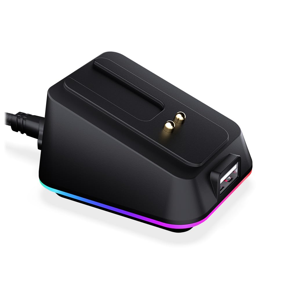 ENDORFY Maus Ladestation Mouse Dock Kompatibel LIV Wireless Gaming Maus, Magnetische Aufladung, RGB Lichter, USB für 2.4 GHz Dongle
