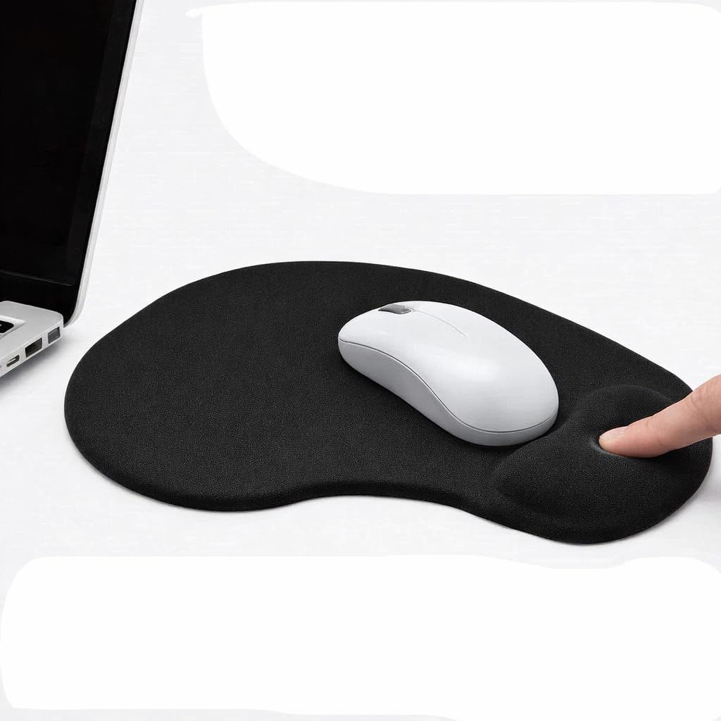 Mauspad mit Handgelenkstütze, ergonomisches Mauspad mit Gel-Handgelenkauflage, Gaming-Desktop-Mauspad für Computer, Laptop, Büro, Zuhause und Reisen (schwarz)